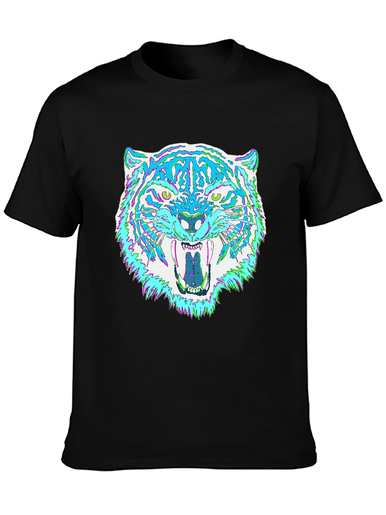 Black Psychedelic Tiger Graphic Tee - Men's Black T-Shirt view 3