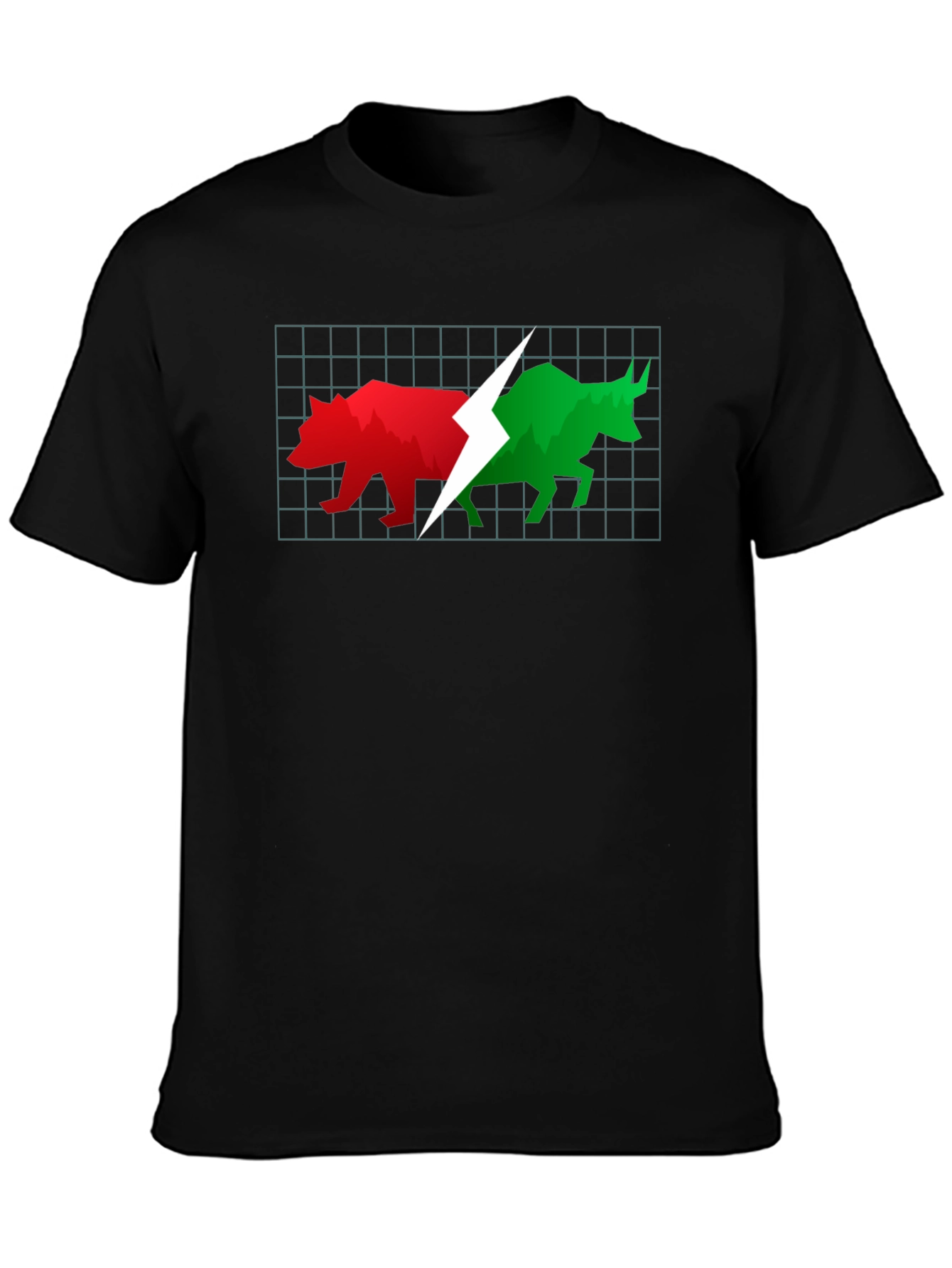 Black Stock Market Bull and Bear Black T-Shirt view 3