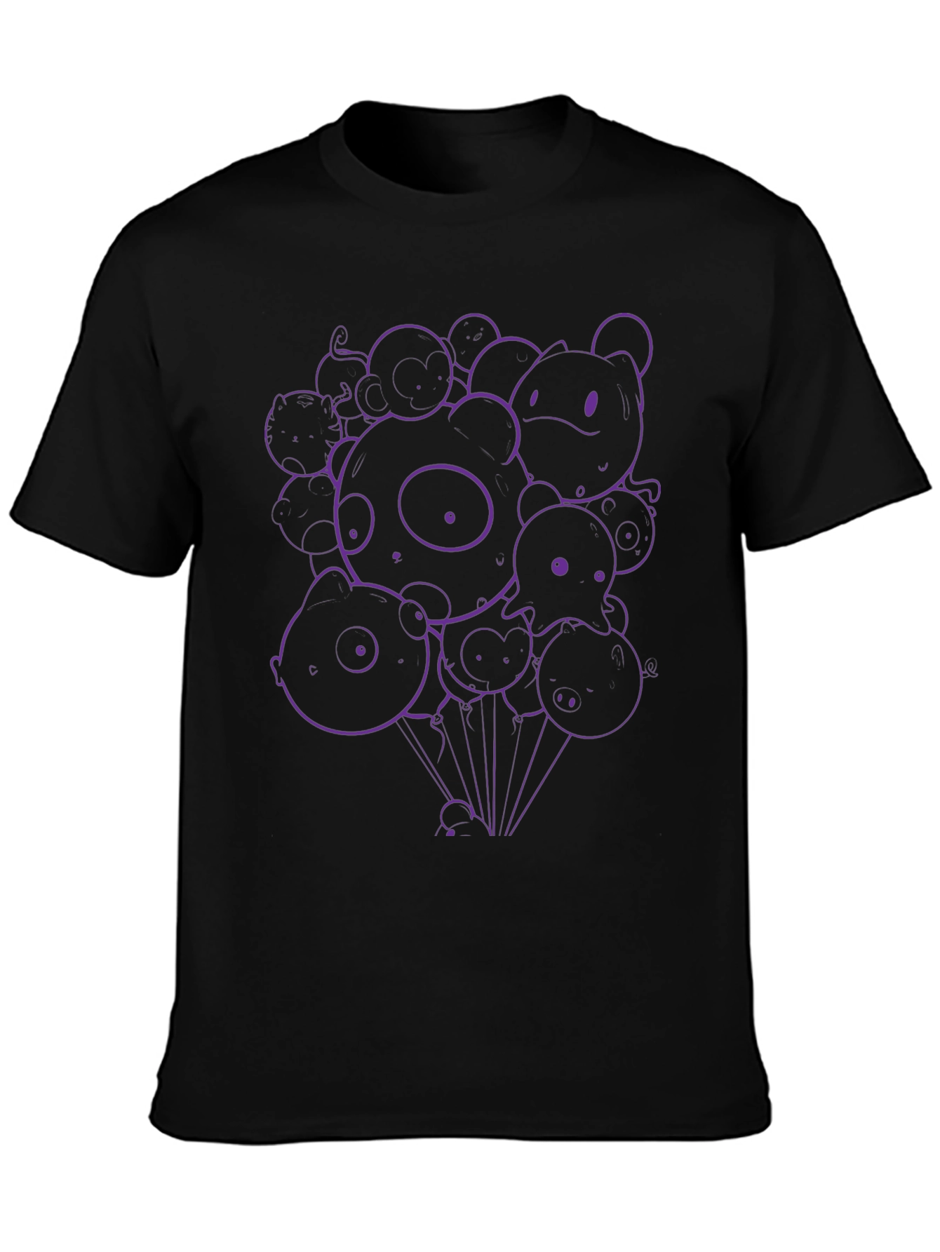 Black Cartoon Animal Balloons Graphic Tee view 3