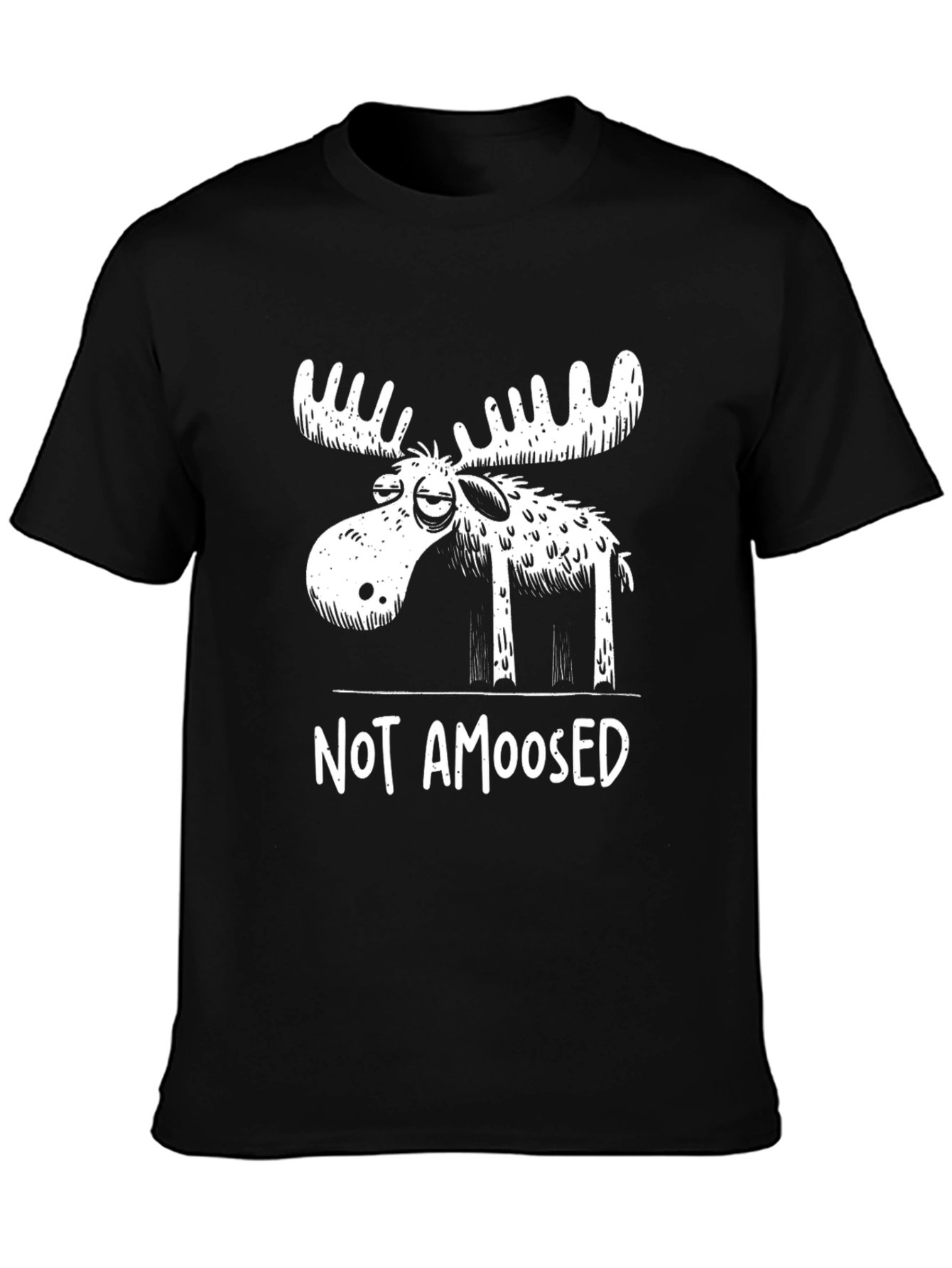 Black Not Amoosed T-Shirt - Funny Moose Graphic Tee view 3