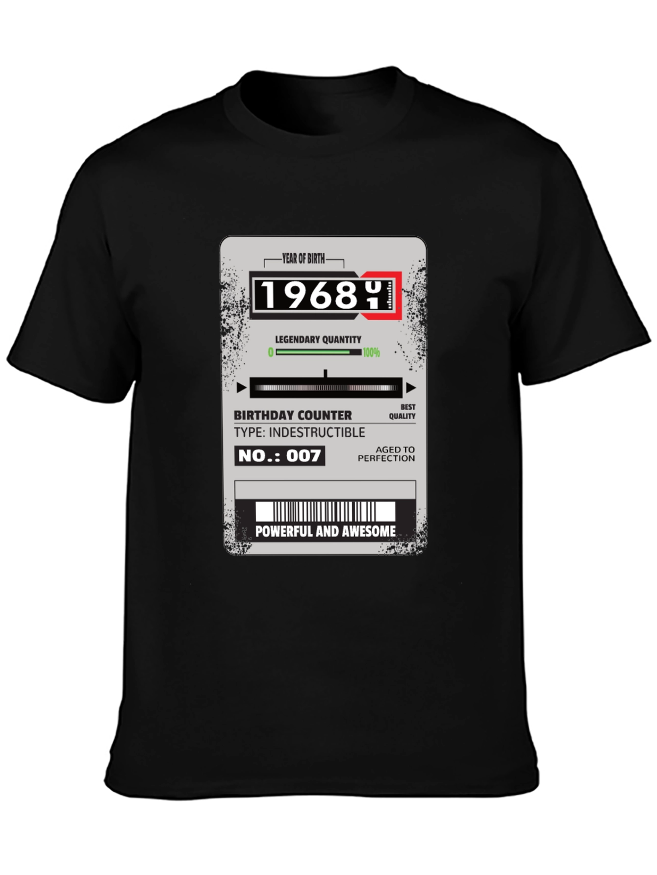 Black 1968 Birthday T-Shirt: Powerful & Awesome view 3