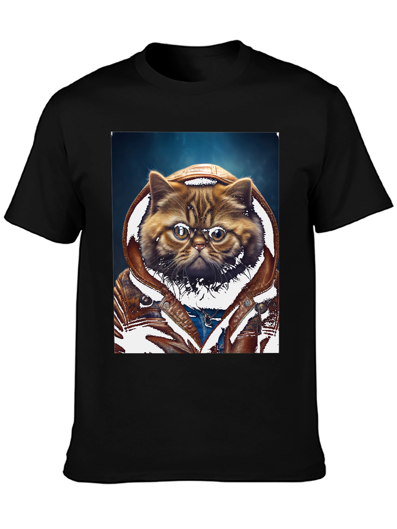 Black Cool Cat in Hoodie T-Shirt view 3