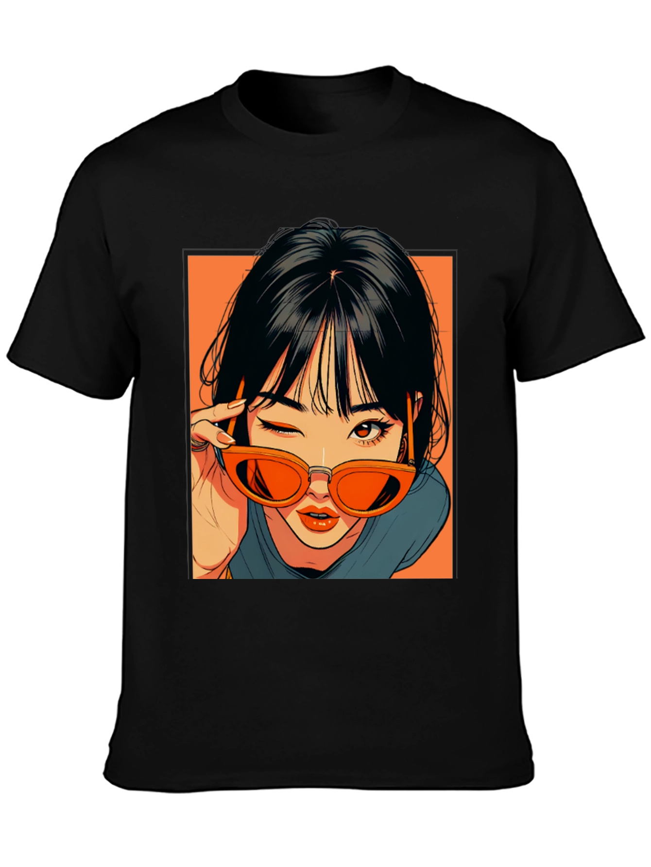 Black Anime Girl Graphic Tee - Retro Style view 3
