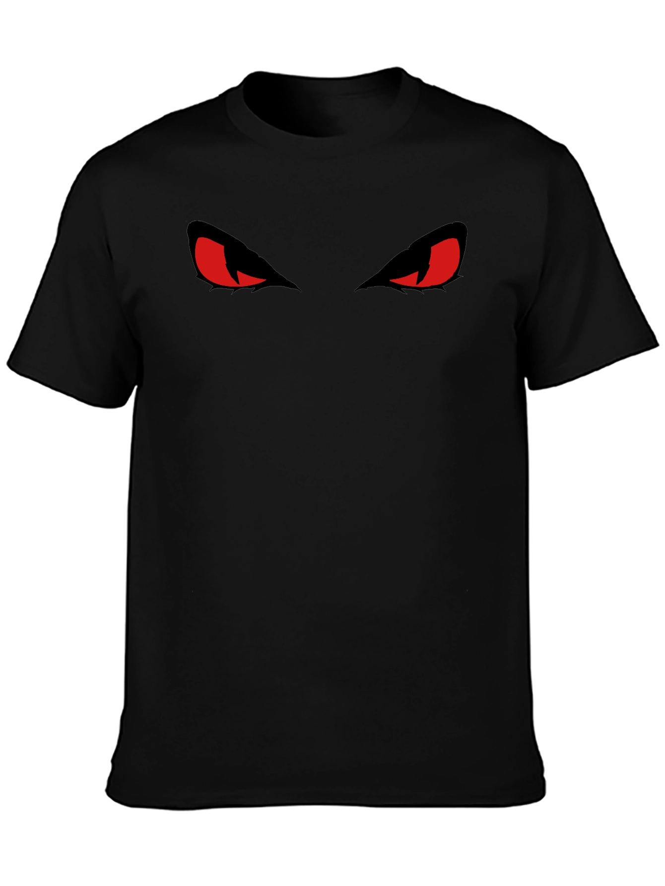 Black Men's Black T-Shirt with Red Evil Eyes Graphic view 3