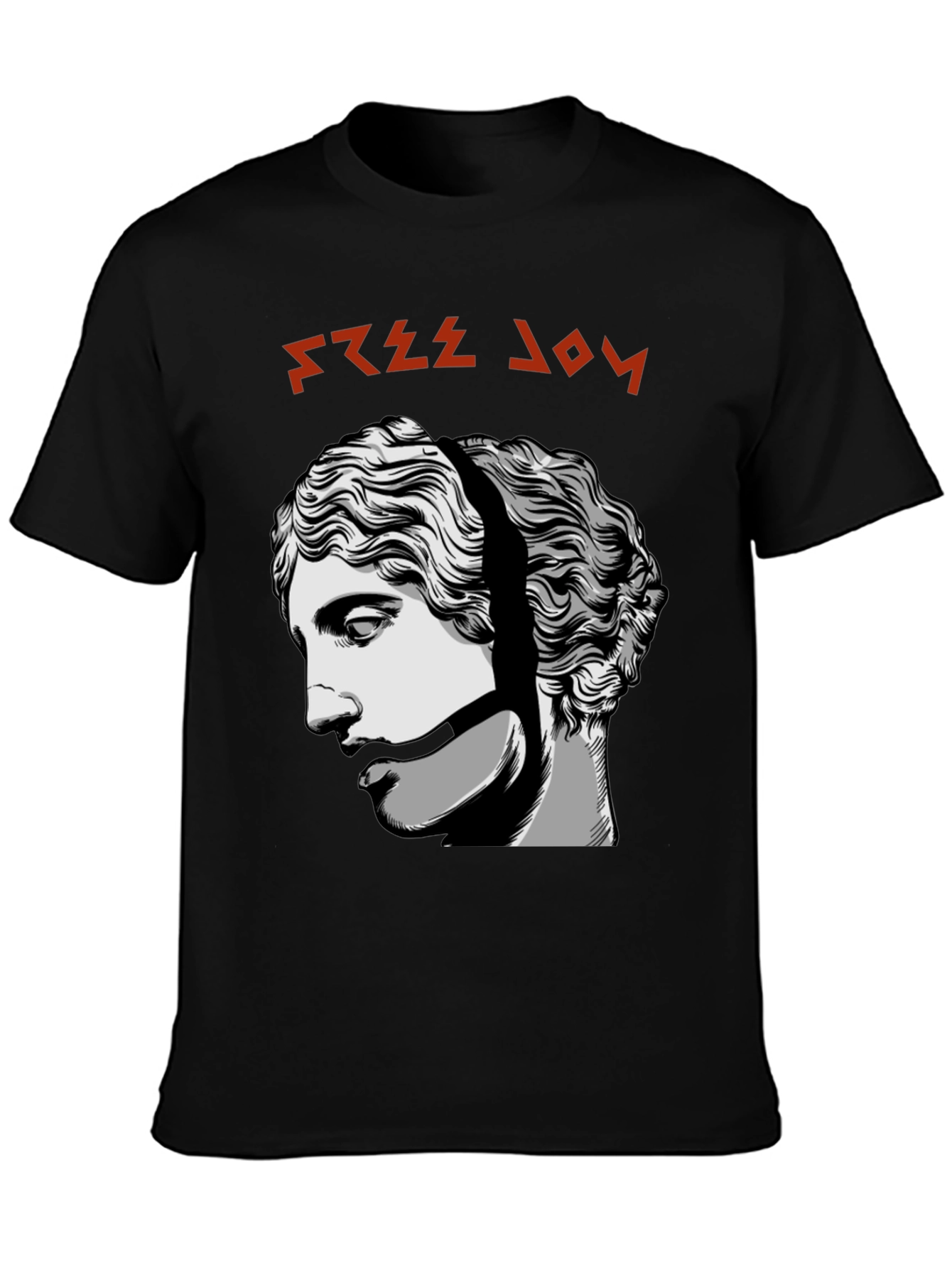 Black Free Joy Graphic Tee - Black Cotton T-Shirt view 3