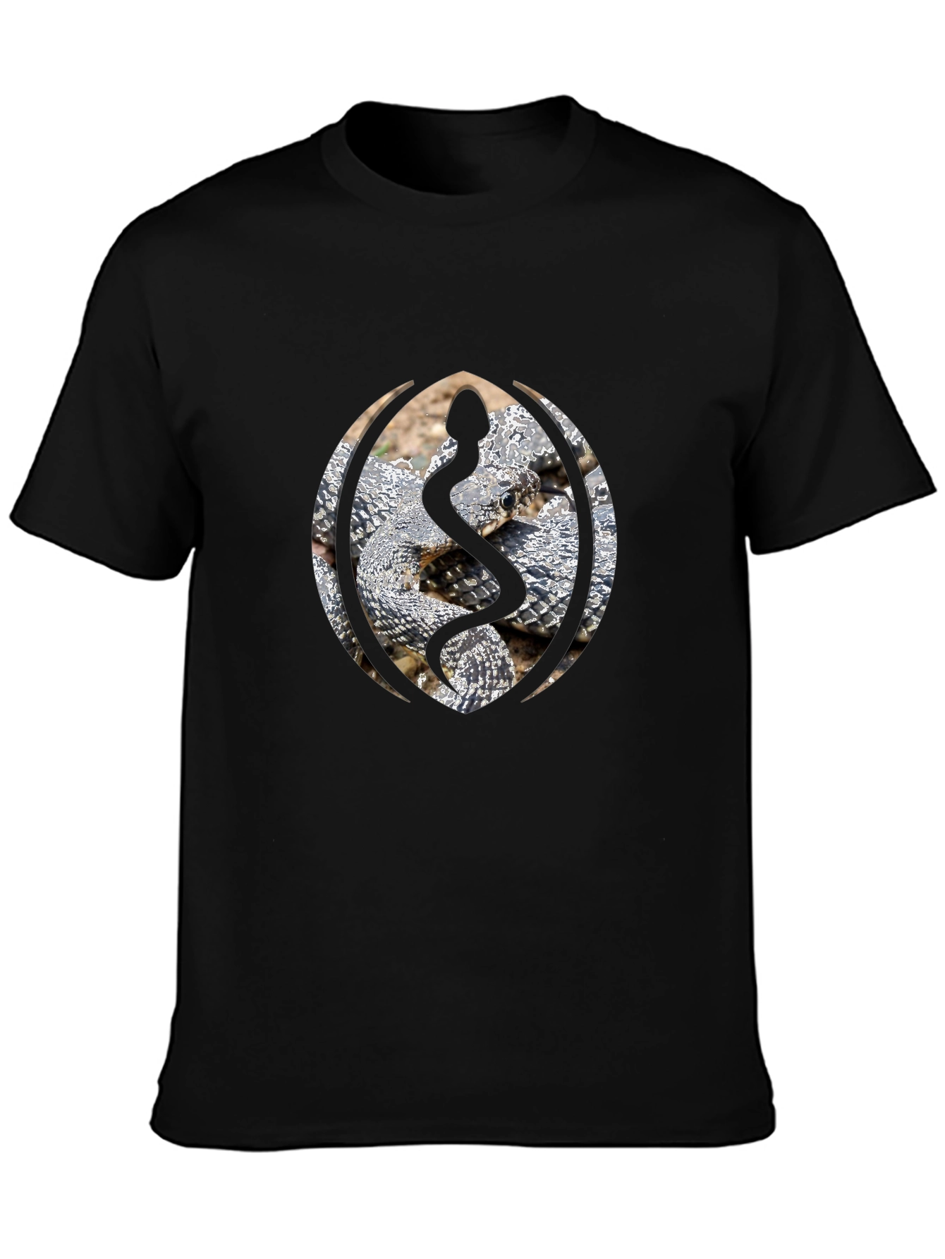 Black Snake Design Black Cotton T-Shirt view 3