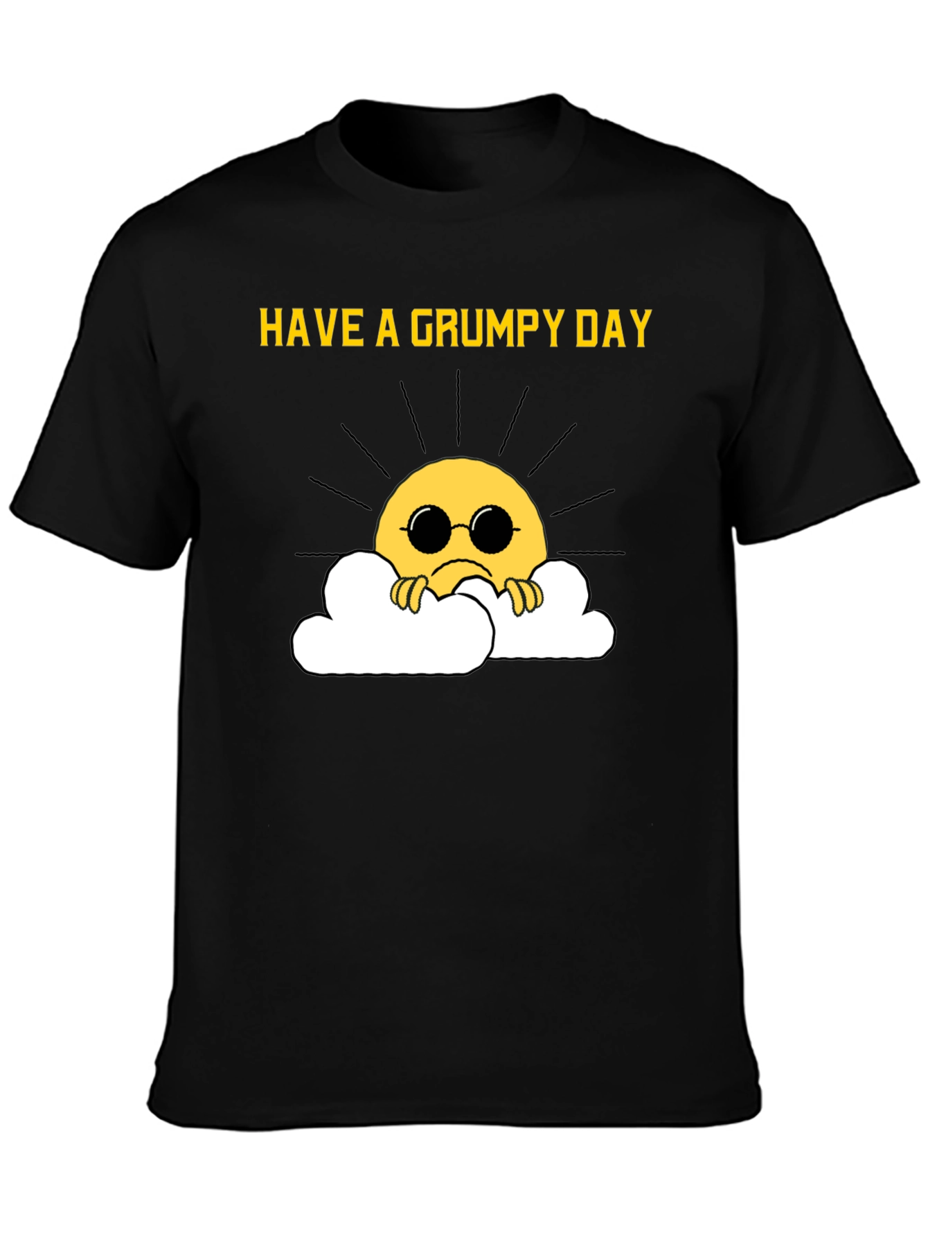 Black Grumpy Sun T-Shirt - Funny Graphic Tee view 3