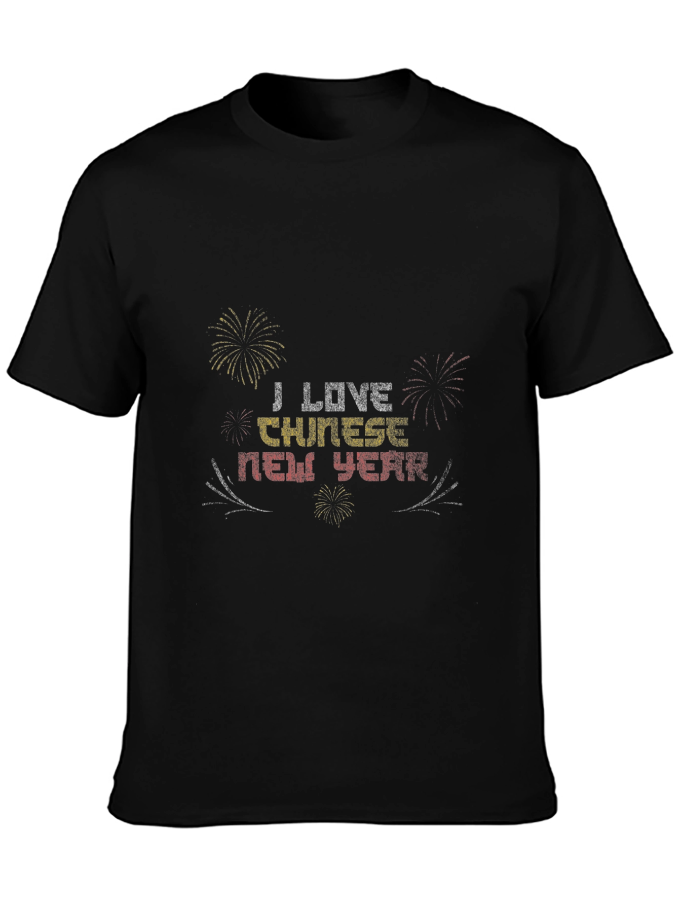 Black I Love Chinese New Year Graphic T-Shirt view 3