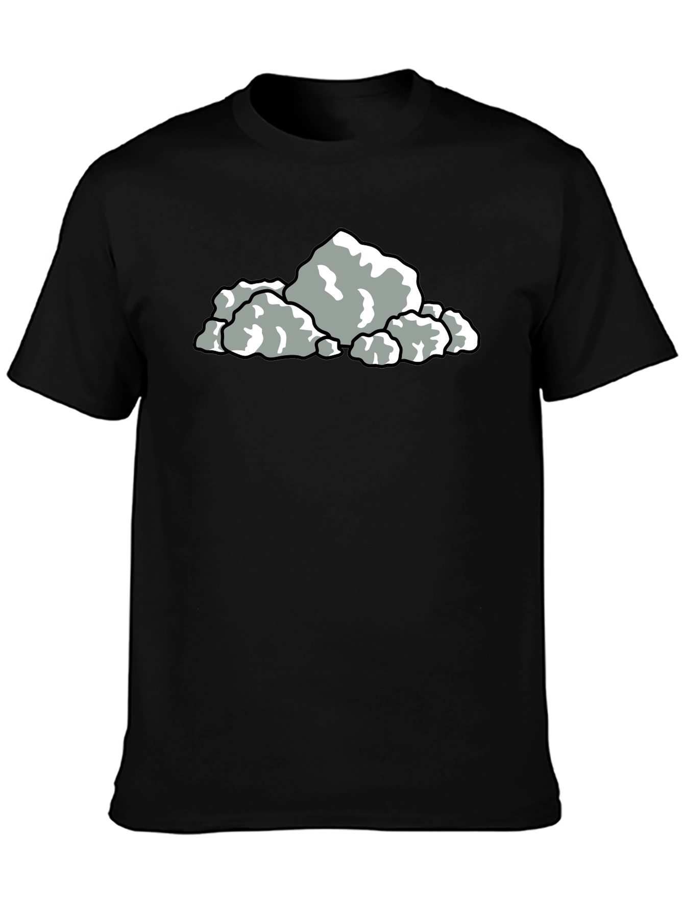 Black Cartoon Rocks Graphic Black T-Shirt view 3