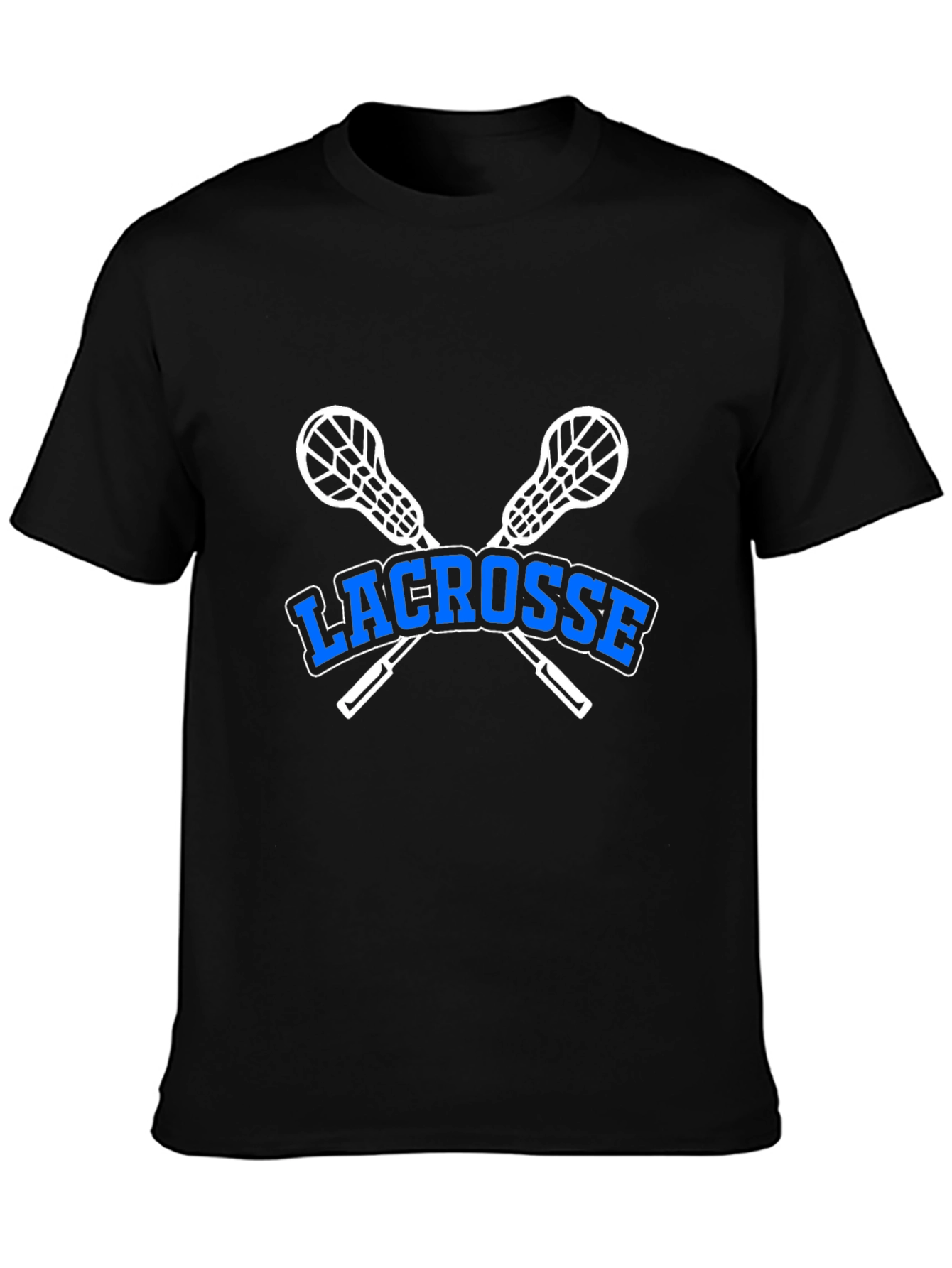 Black Lacrosse T-Shirt - Crossed Sticks Graphic view 3