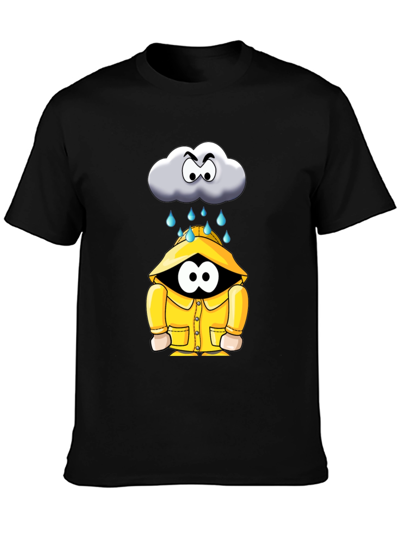 Black Rain Cloud Cartoon Graphic Tee view 3