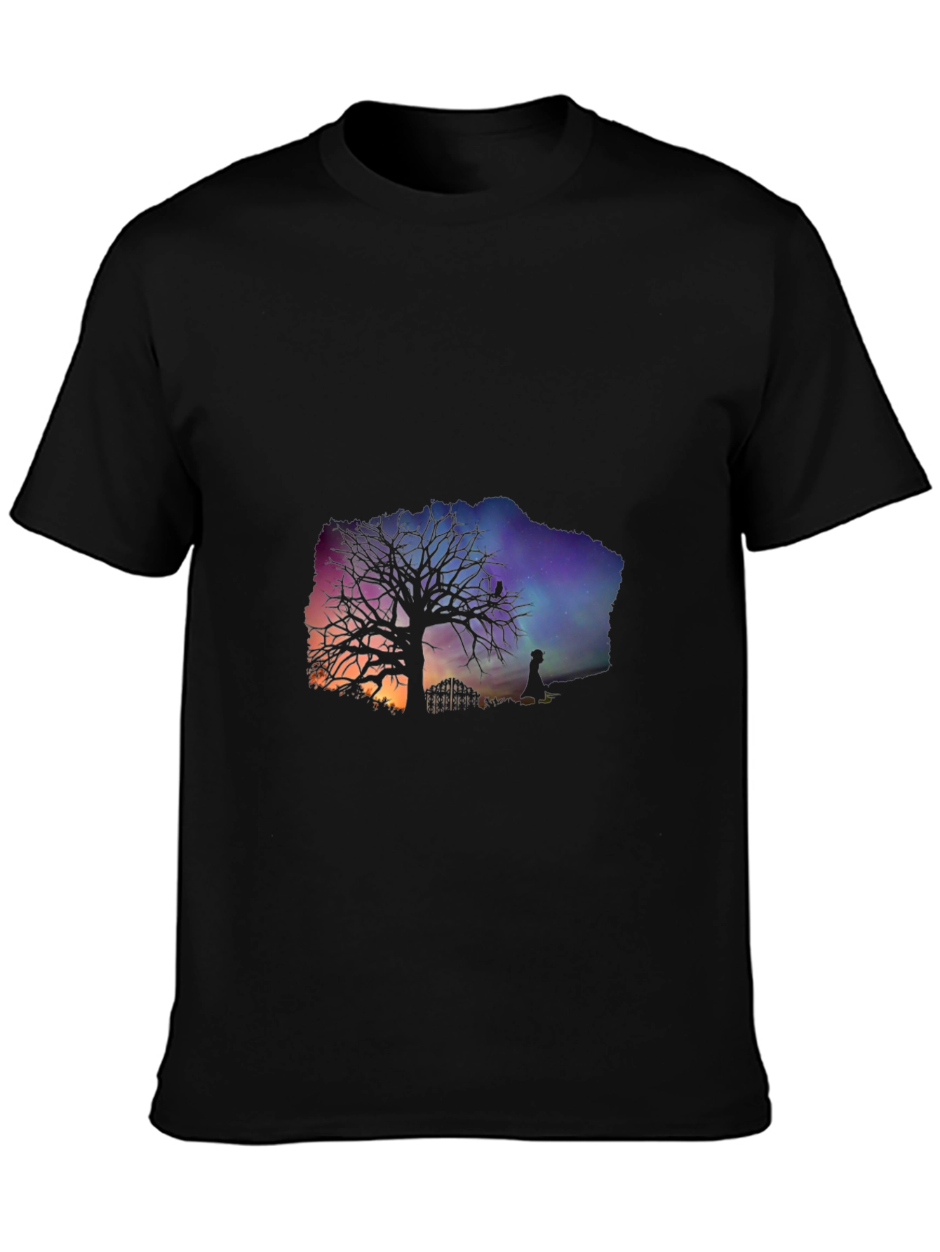 Black Silhouette Tree Graphic Tee view 3