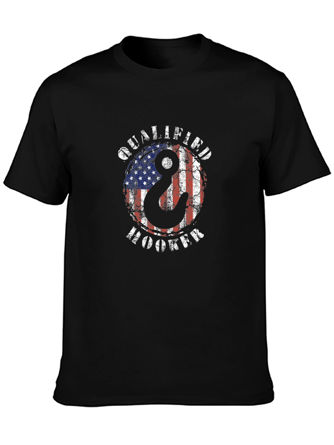 Black Qualified Hooker USA Flag Graphic T-Shirt view 3