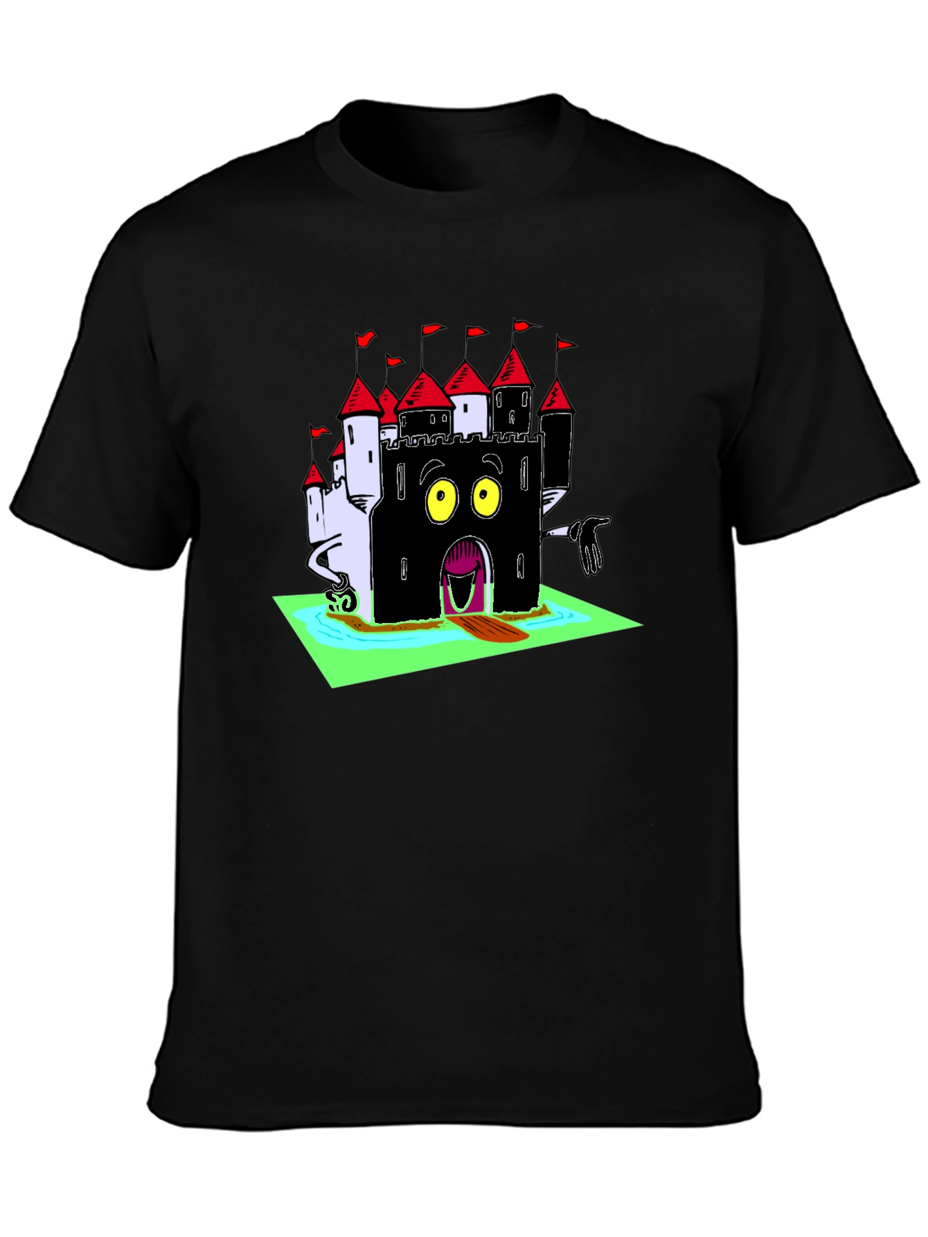 Black Spooky Castle Graphic Tee - Unique Horror Design view 3