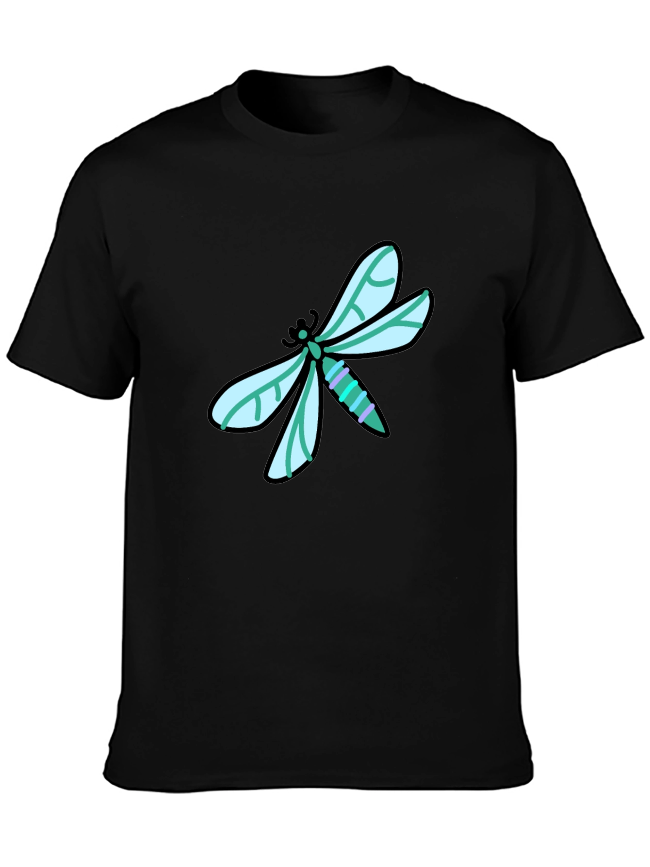 Black Dragonfly Graphic Tee - Black Cotton T-Shirt view 3
