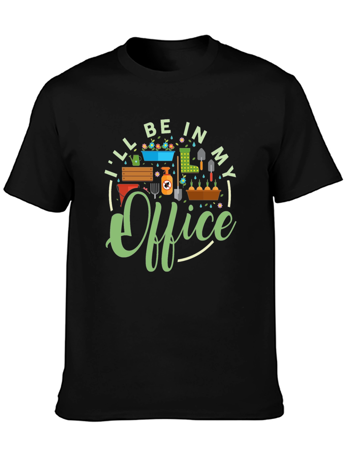 Black Gardener's "In My Office" Black T-Shirt view 3