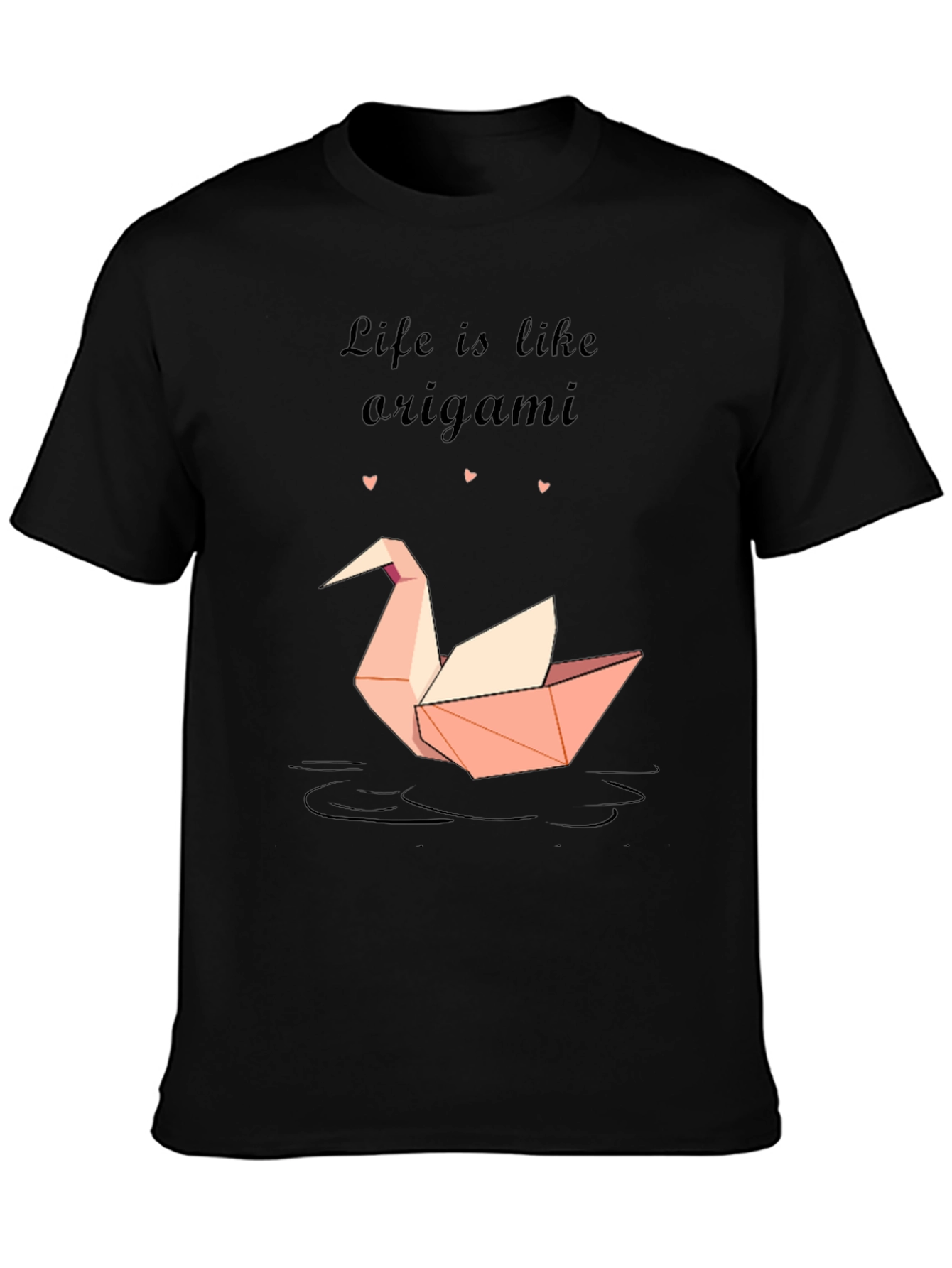 Black Origami Swan Graphic Tee - Life is Like Origami view 3