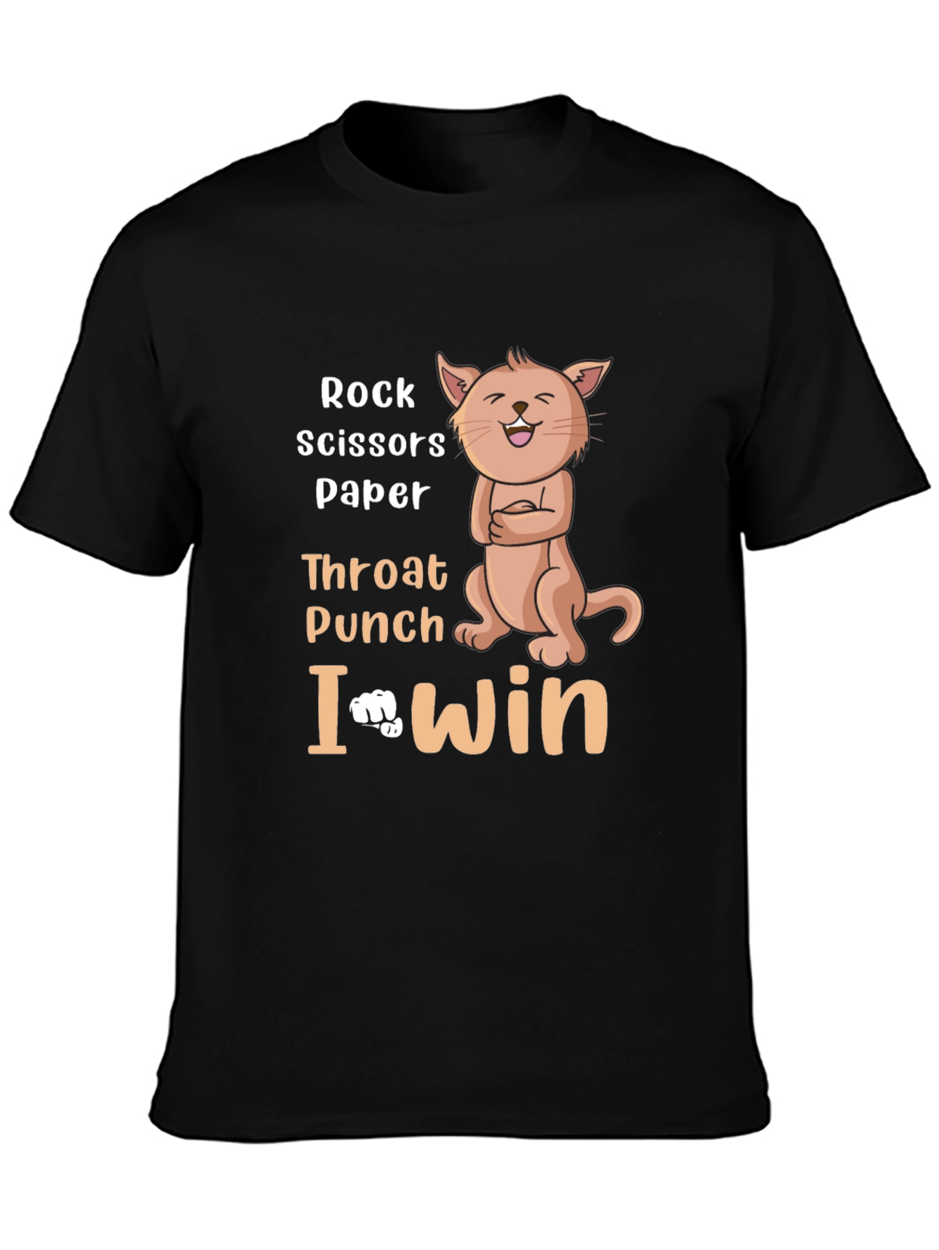 Black Rock, Paper, Scissors Funny Cat Graphic T-Shirt view 3