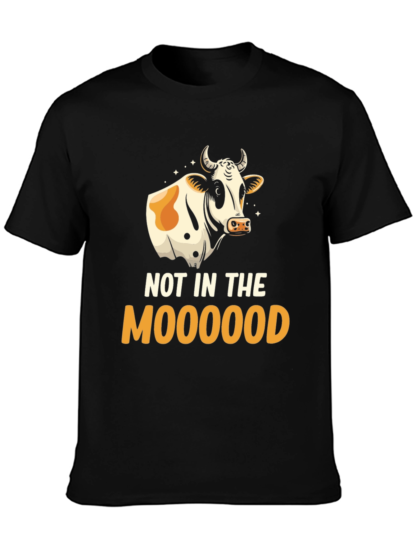 Black Not In The Moooood T-Shirt - Funny Cow Graphic Tee view 3