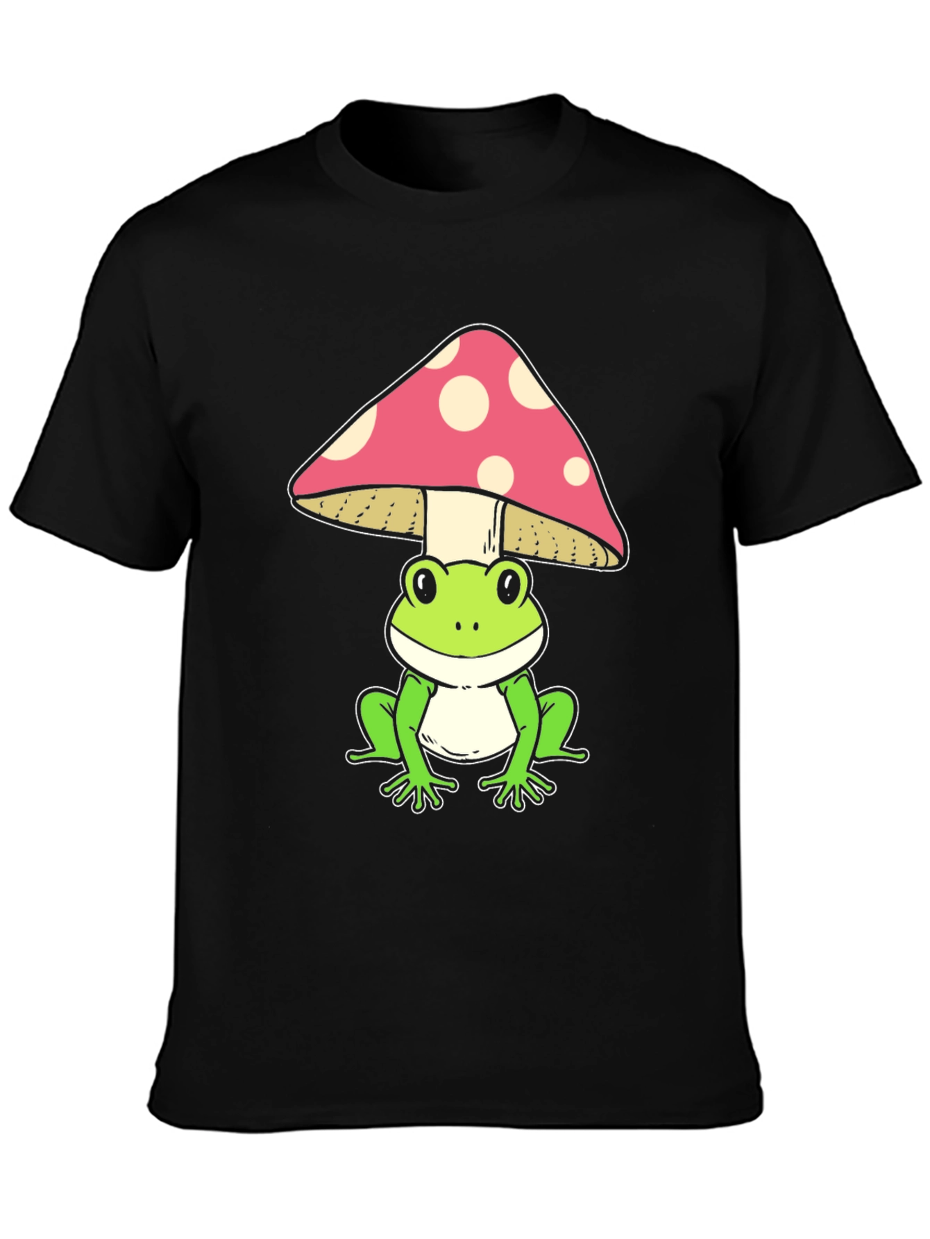 Black Frog Under Mushroom Graphic Tee - Black view 3
