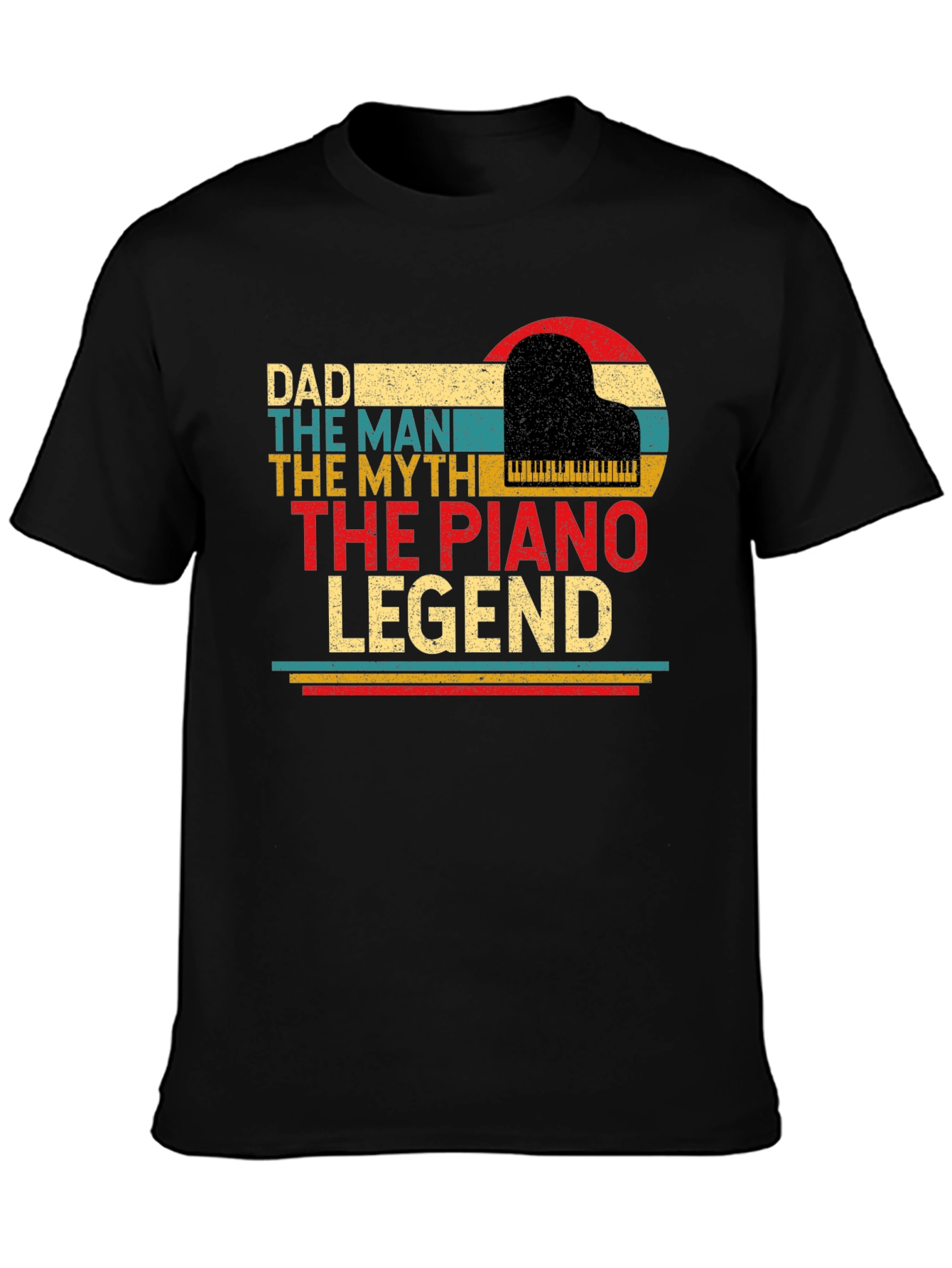 Black Dad Piano Legend T-Shirt - The Man, The Myth view 3