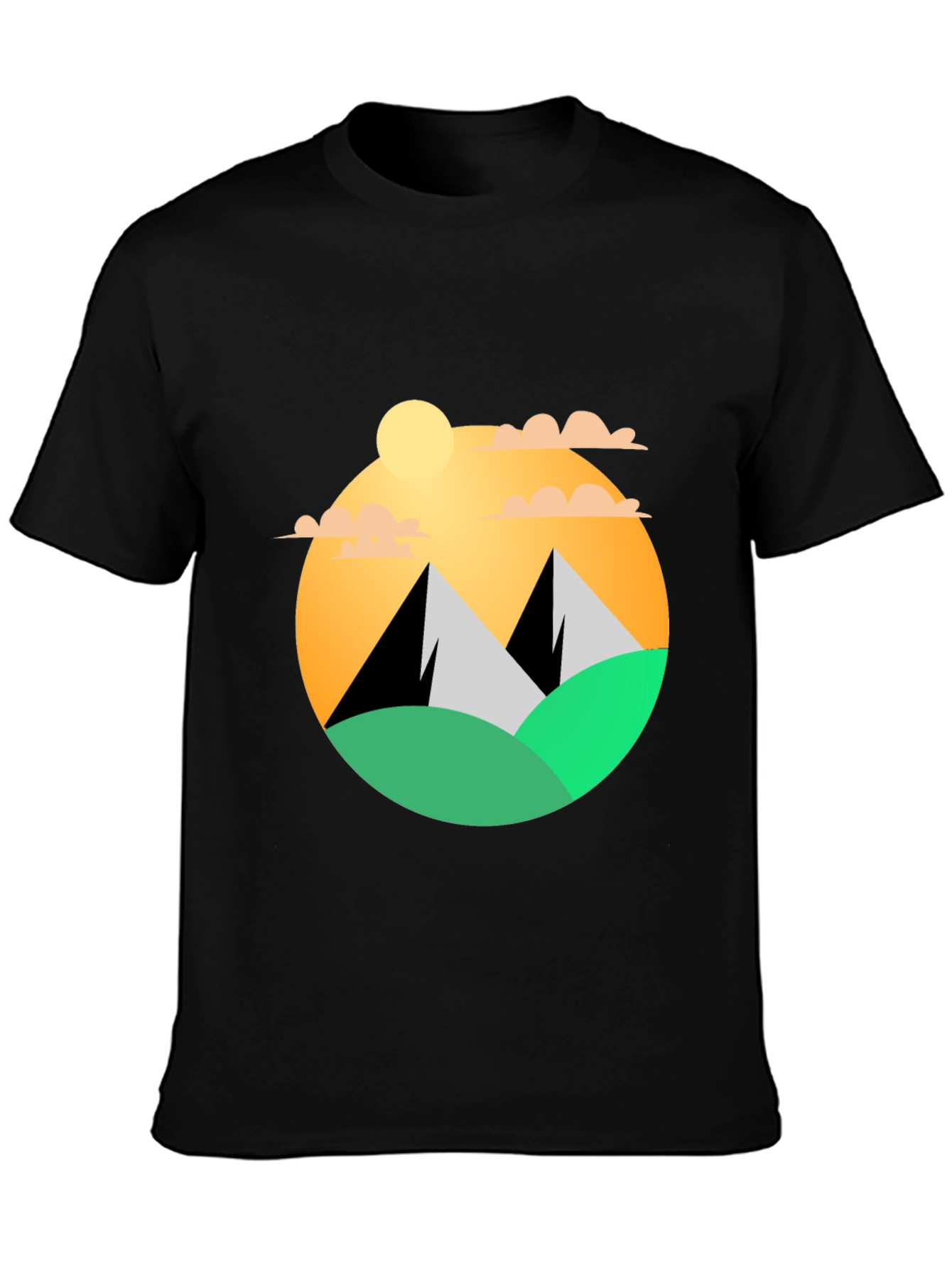 Black Mountainscape Graphic Tee - Black Cotton Blend view 3