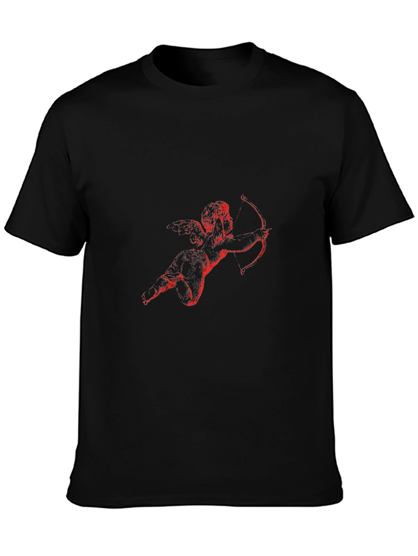 Black Angel Cupid Graphic Print Black T-Shirt view 3