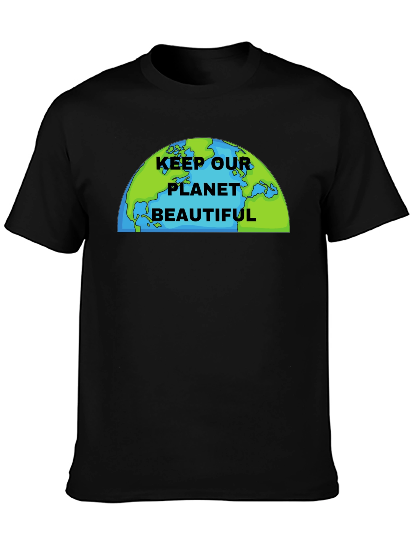 Black Keep Our Planet Beautiful Graphic T-Shirt view 3
