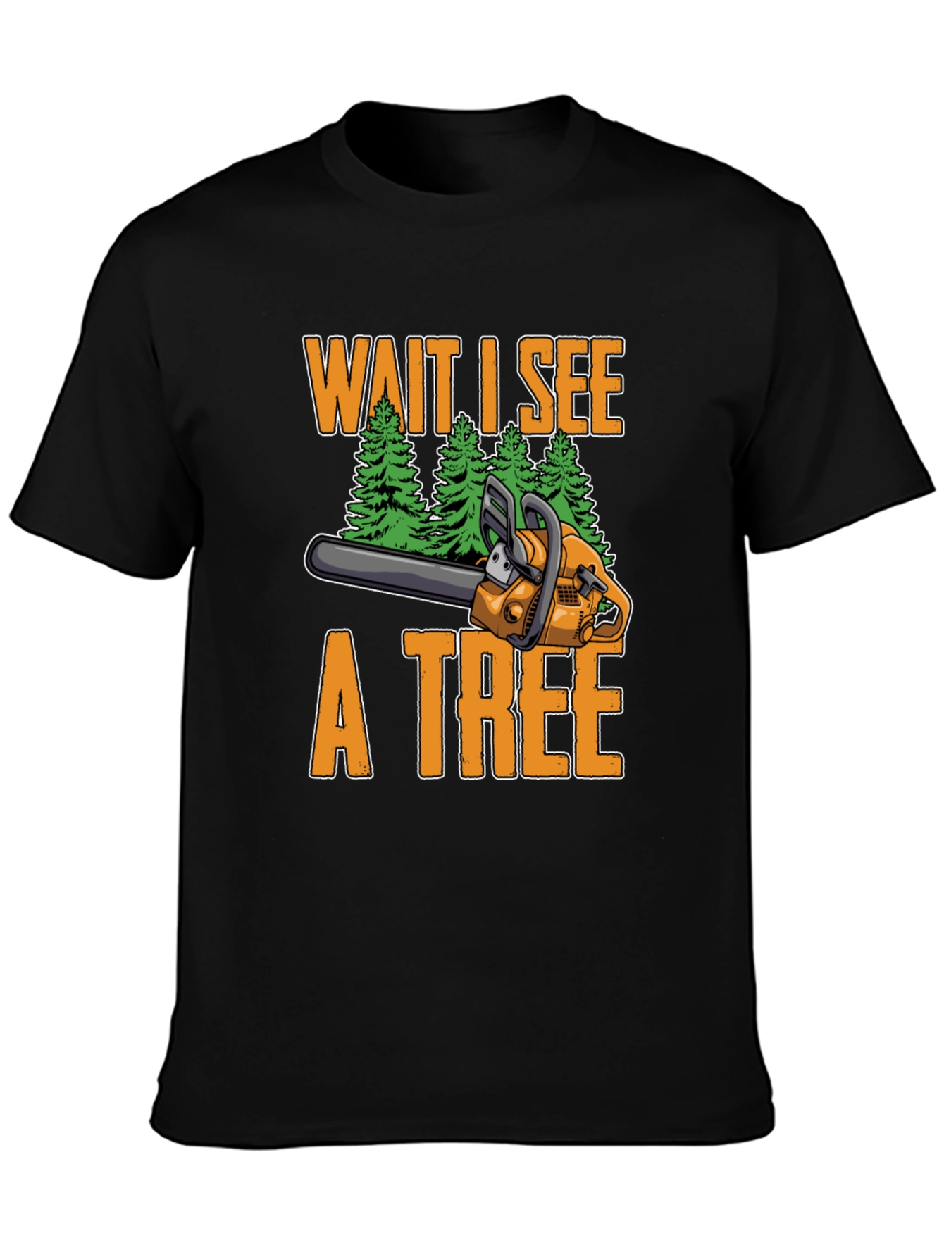 Black Funny Chainsaw Lumberjack T-Shirt view 3