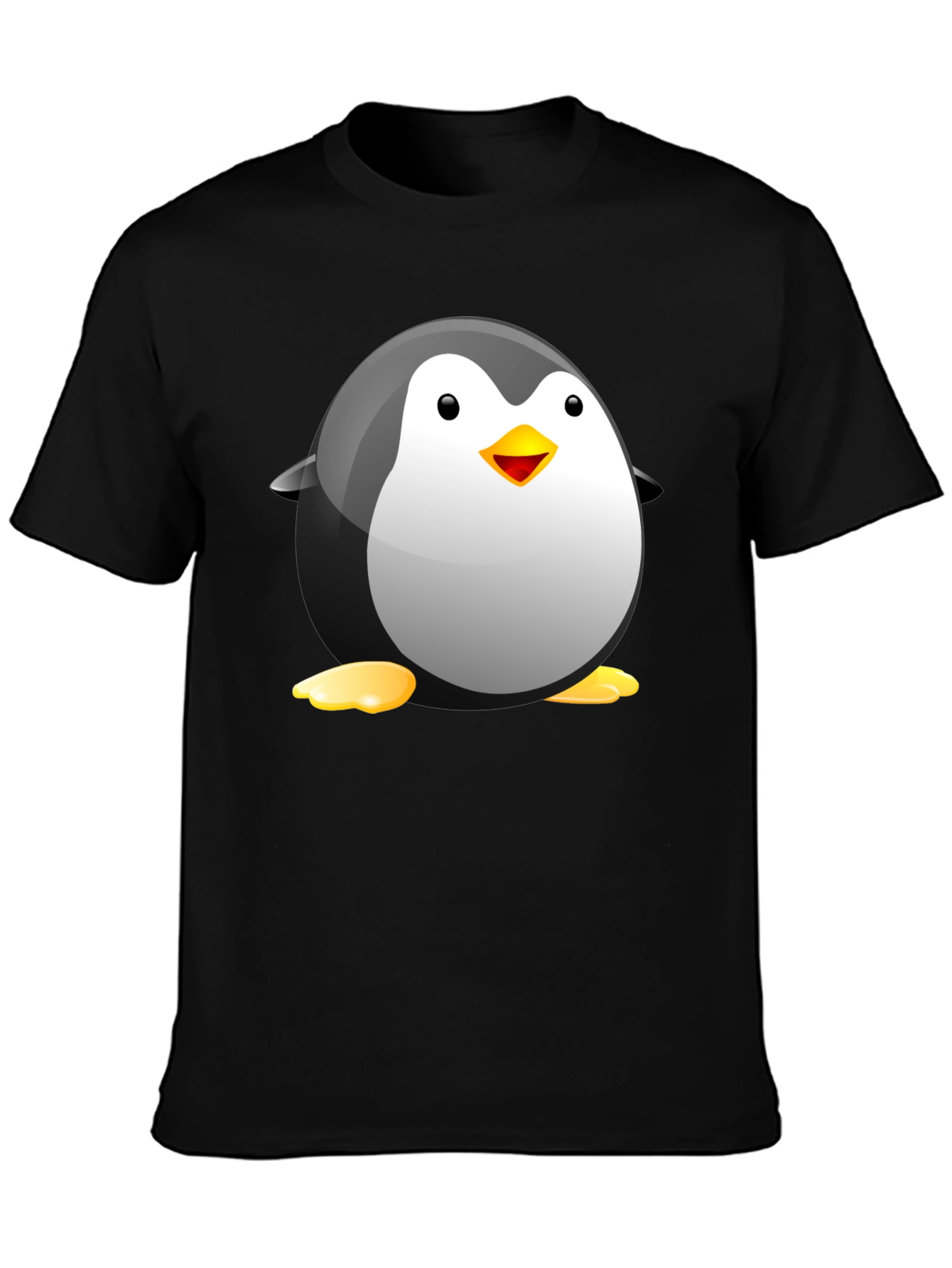 Black Cartoon Penguin Graphic Tee - Soft Cotton Blend view 3
