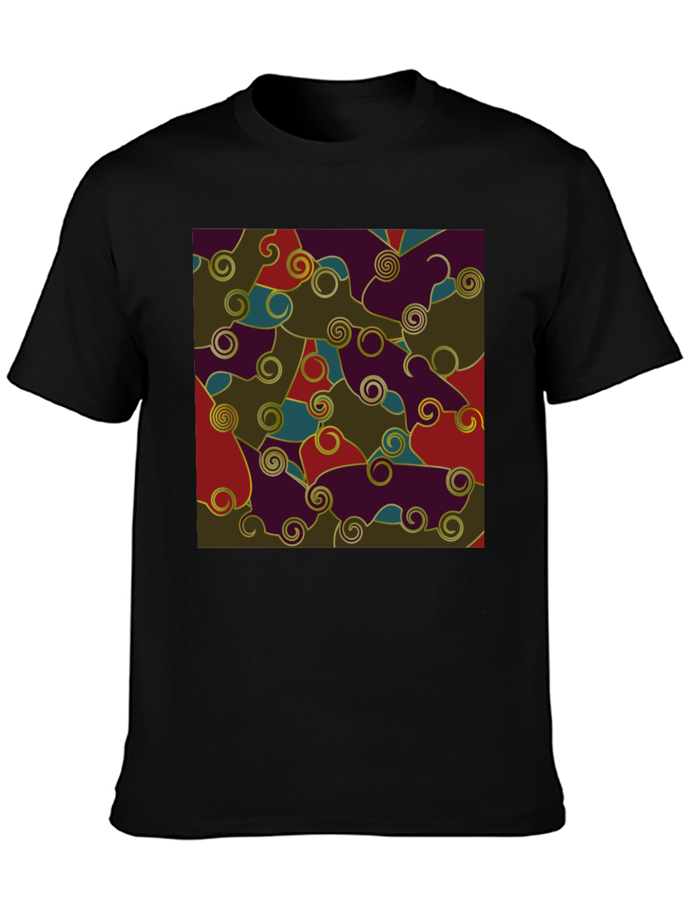 Black Abstract Pattern Black T-Shirt view 3
