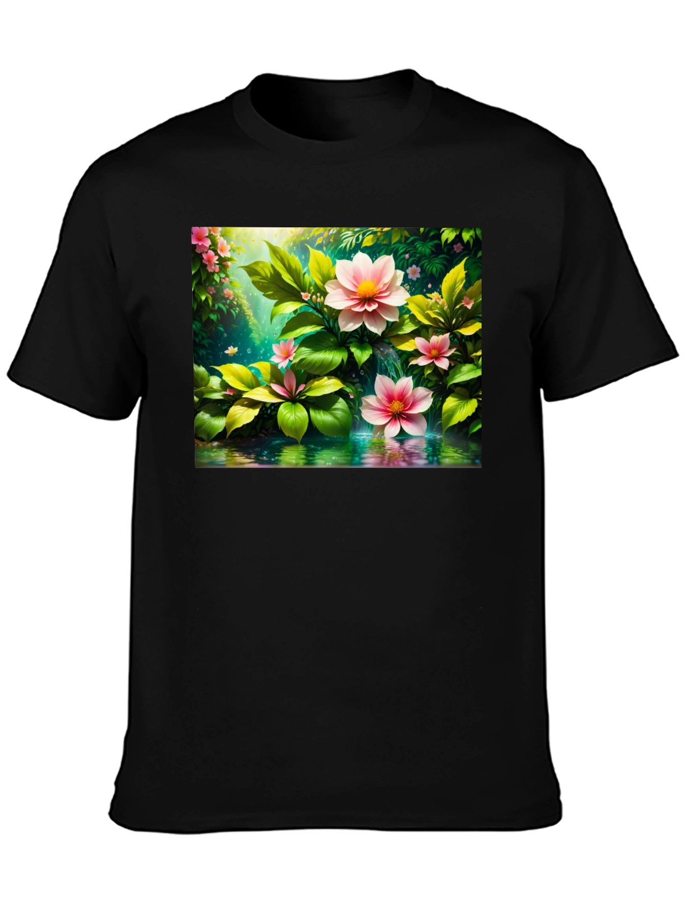 Black Floral Bloom T-Shirt - Nature Inspired Tee view 3