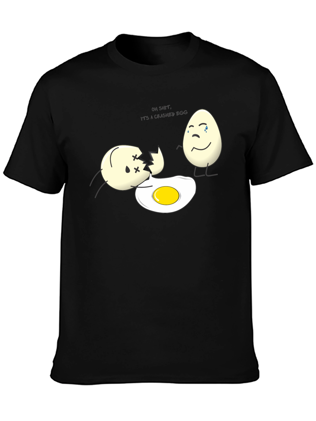 Black Cracked Egg Humor T-Shirt view 3