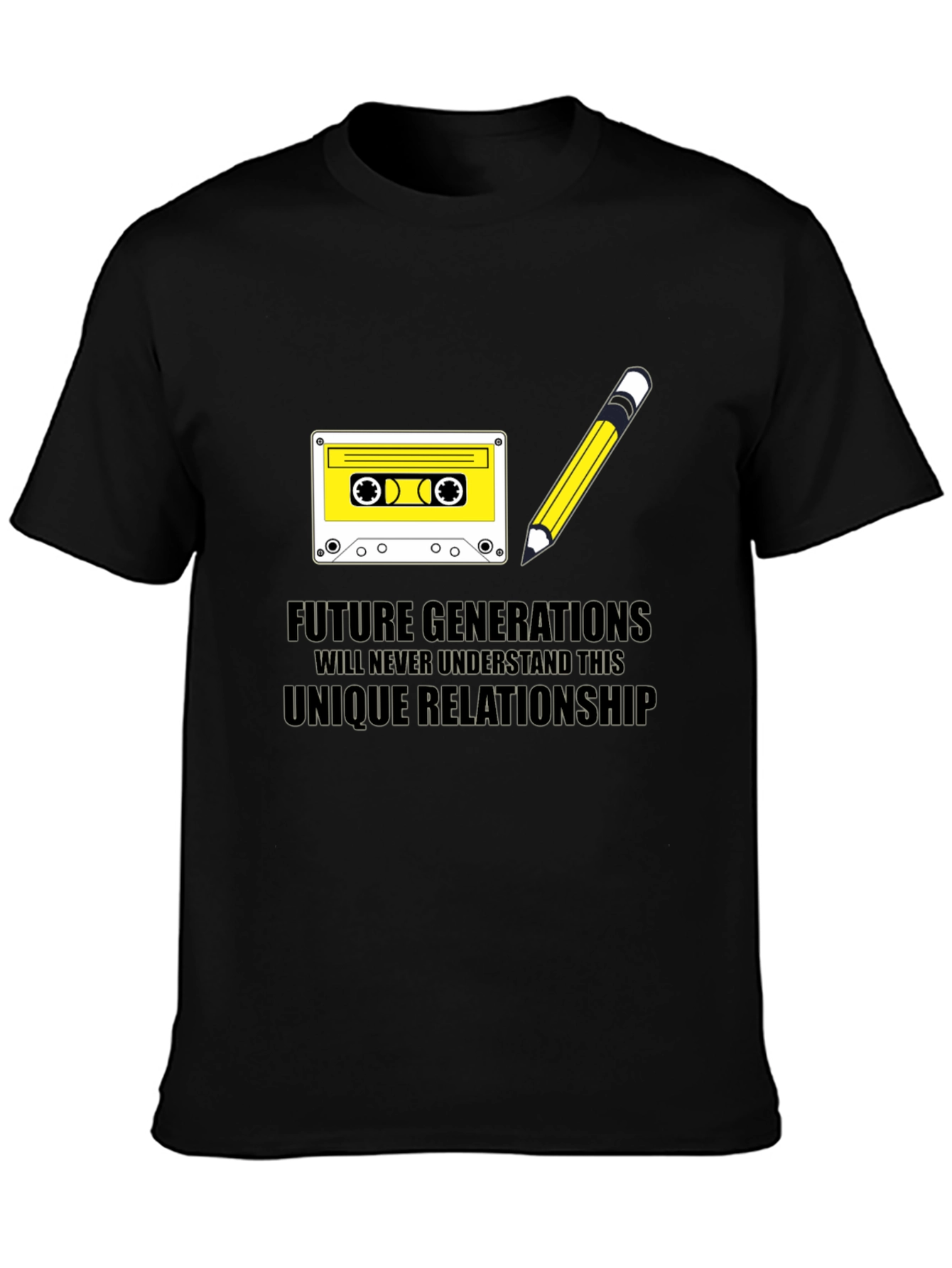 Black Retro Cassette & Pencil T-Shirt - Future Generations view 3