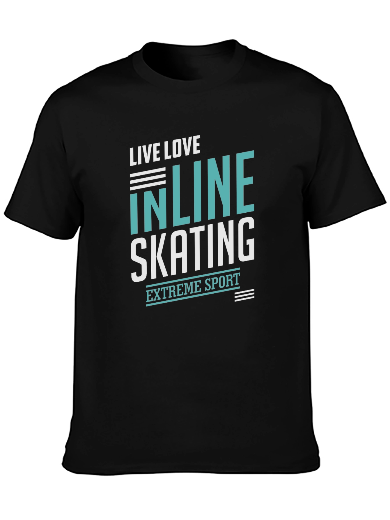 Black Inline Skating Extreme Sport Black Graphic T-Shirt view 3