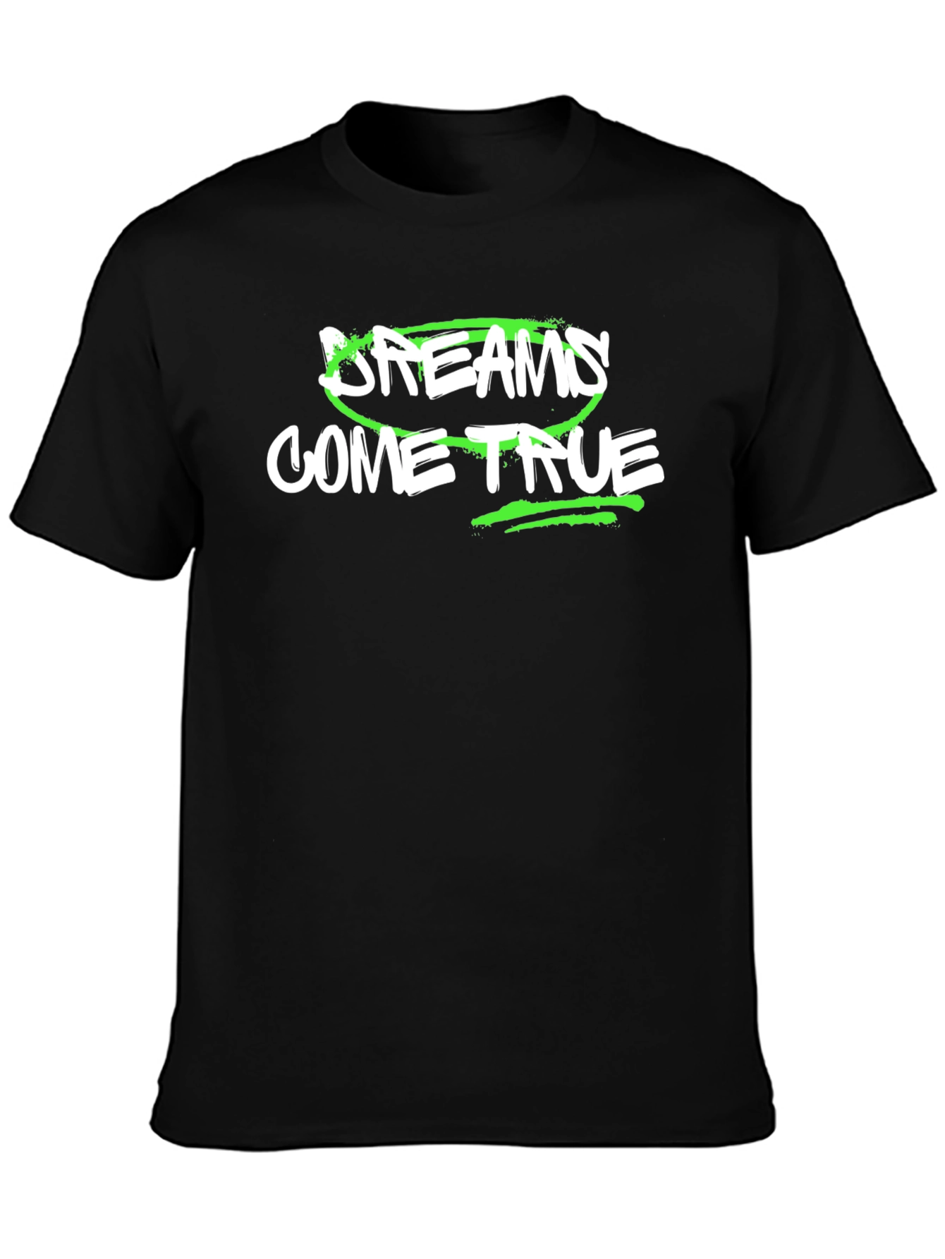 Black Dreams Come True Graphic T-Shirt - Black Cotton Tee view 3