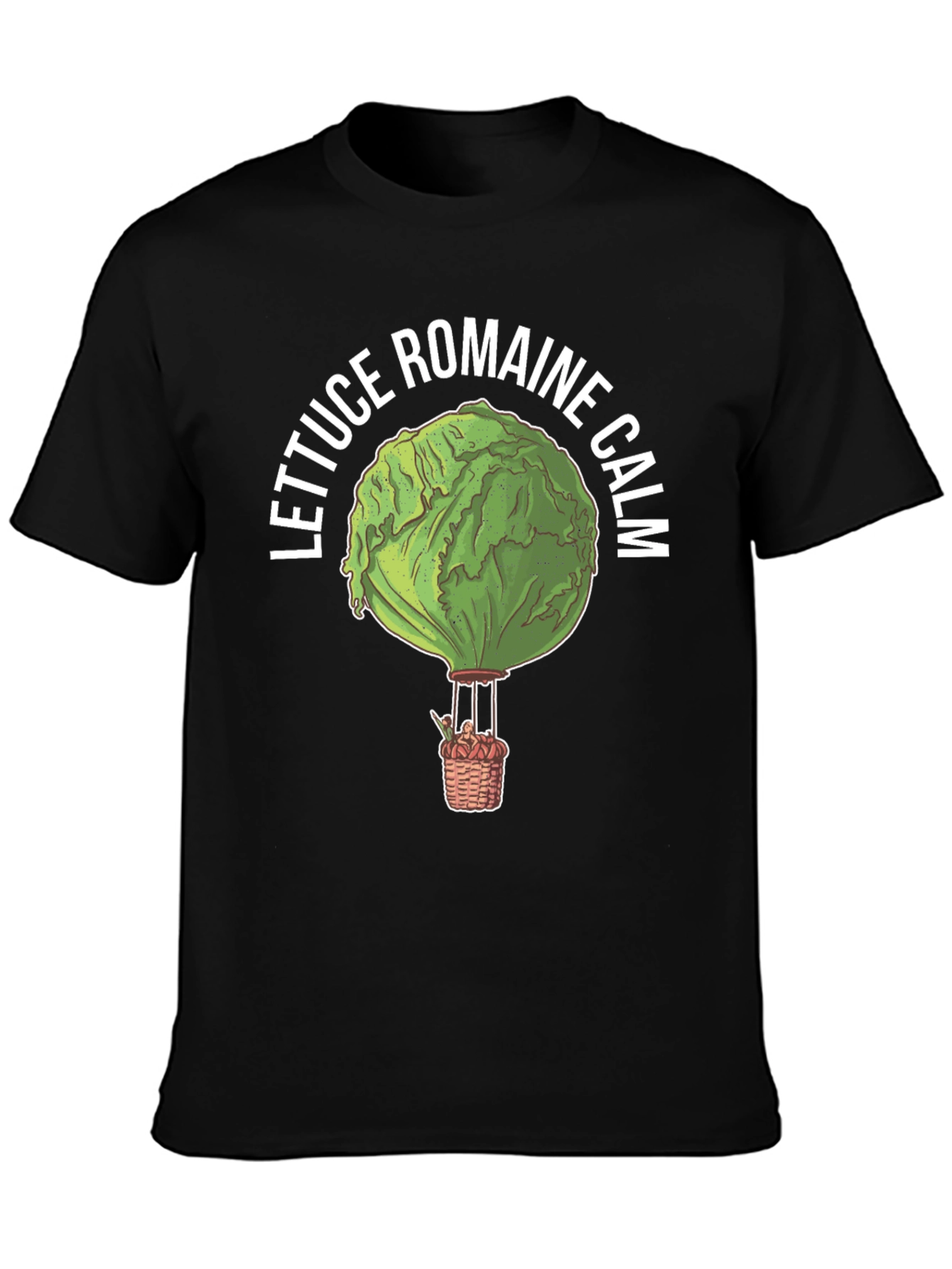 Black Lettuce Romaine Calm Funny Graphic T-Shirt view 3