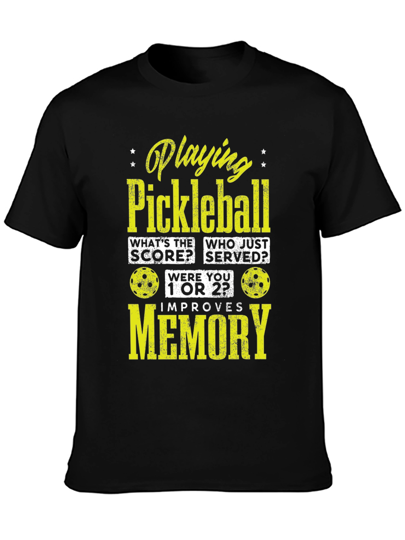 Black Pickleball Memory T-Shirt - Funny Sports Tee view 3