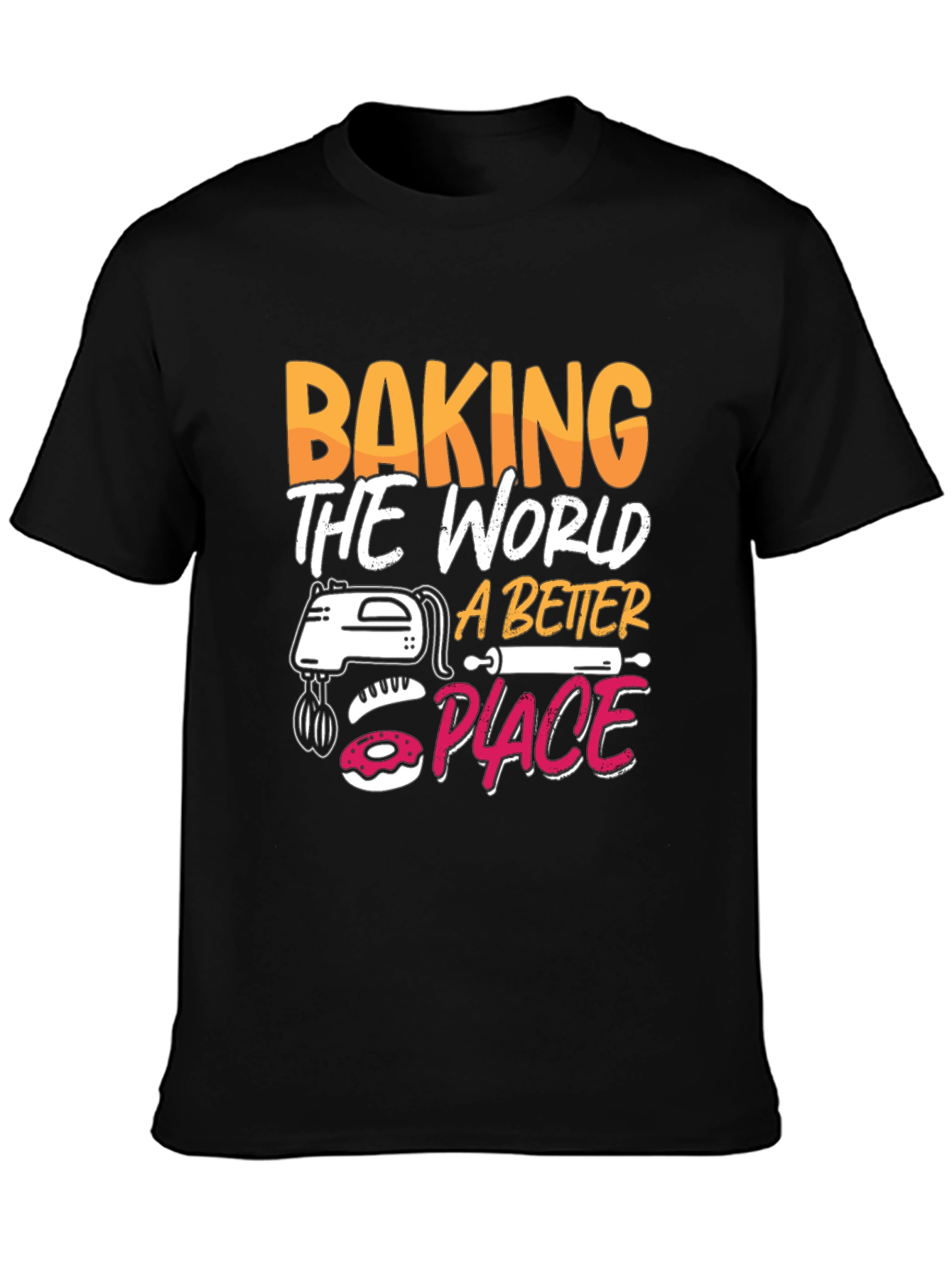 Black Baking the World a Better Place Black Graphic Tee view 3