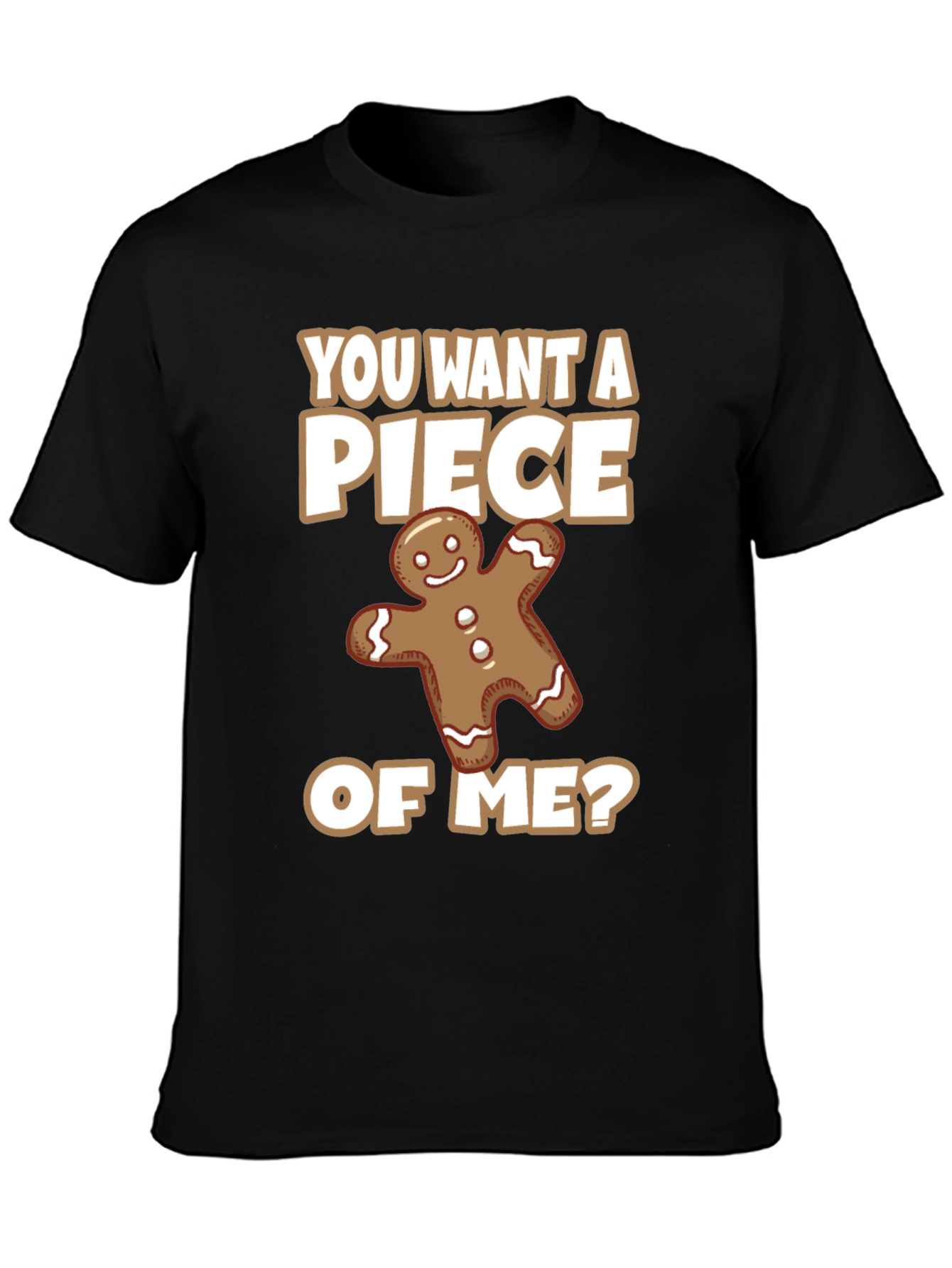 Black Funny Gingerbread Man 'Piece of Me' Graphic Tee view 3