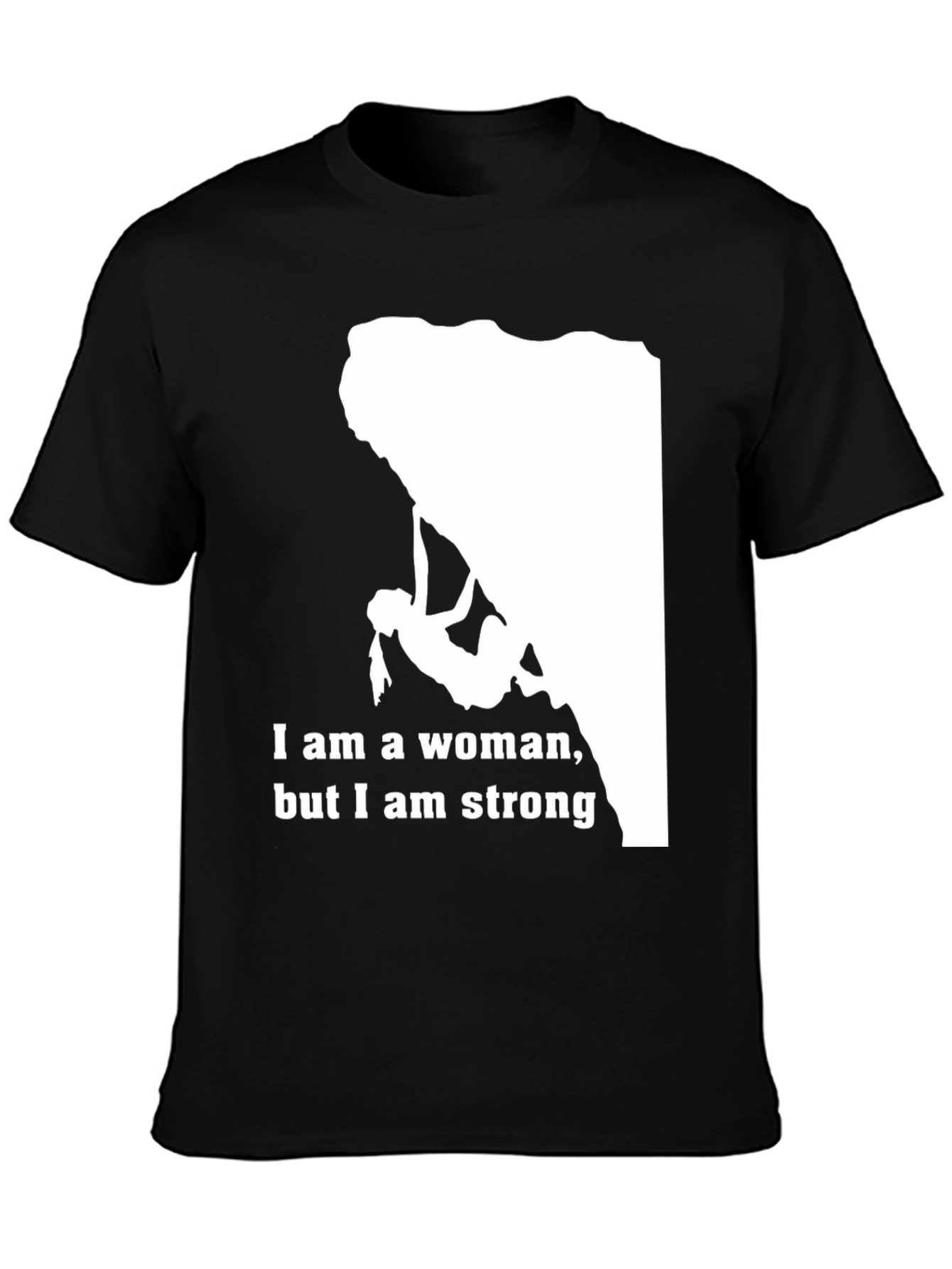 Black Strong Woman Climber T-Shirt - Black view 3