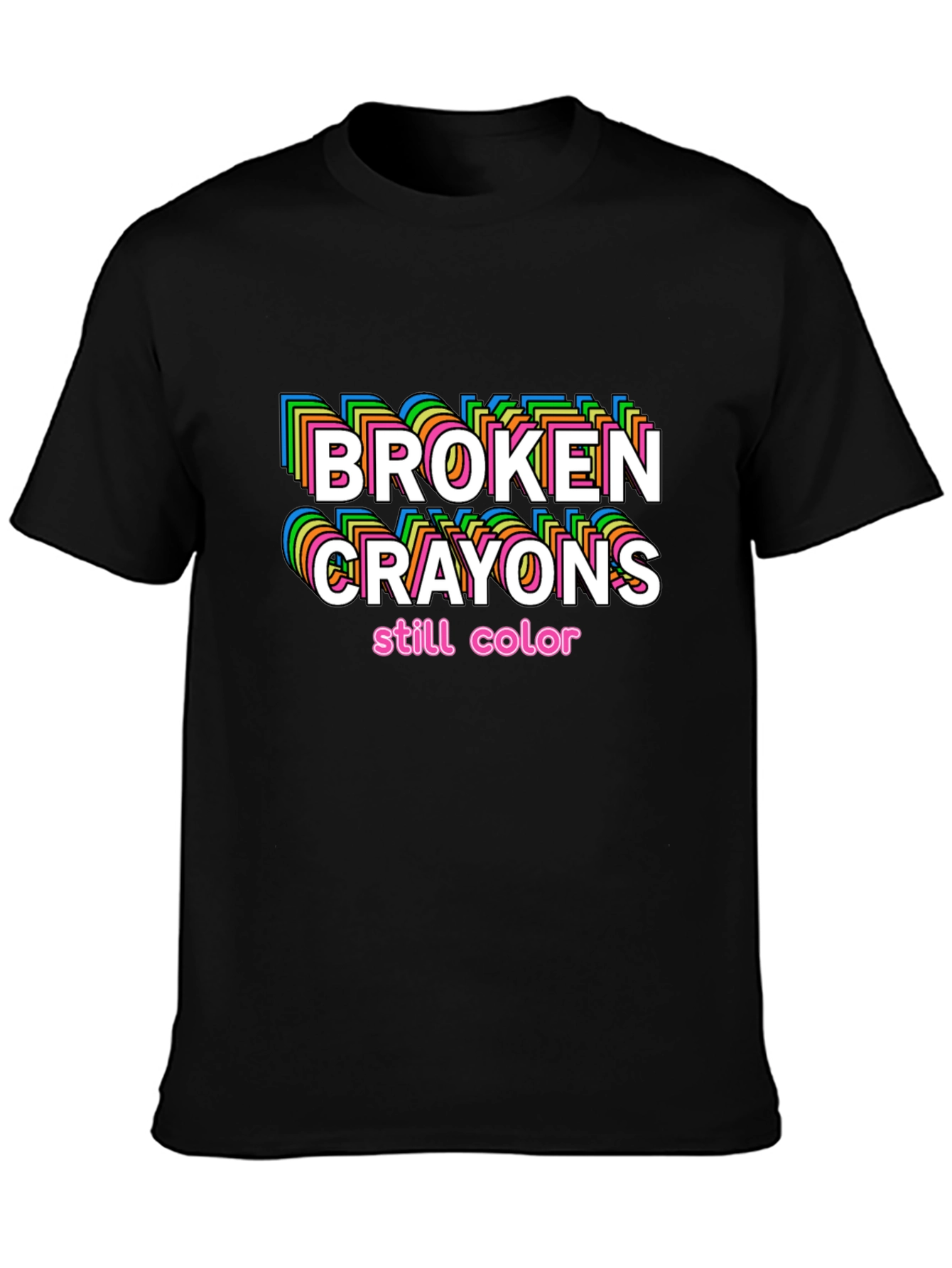 Black Broken Crayons Still Color Graphic T-Shirt view 3