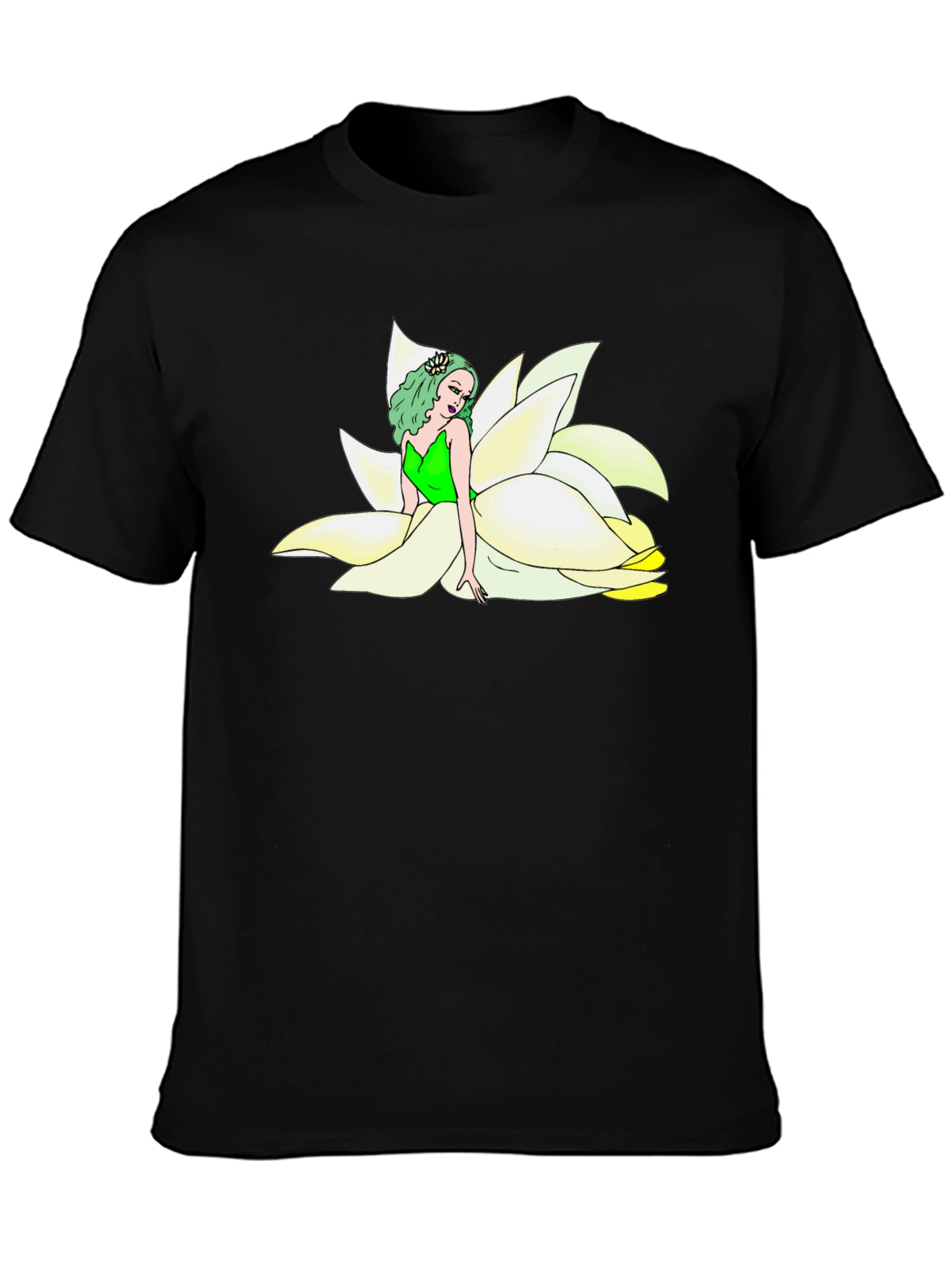 Black Floral Fairy T-Shirt - Unique Graphic Tee view 3