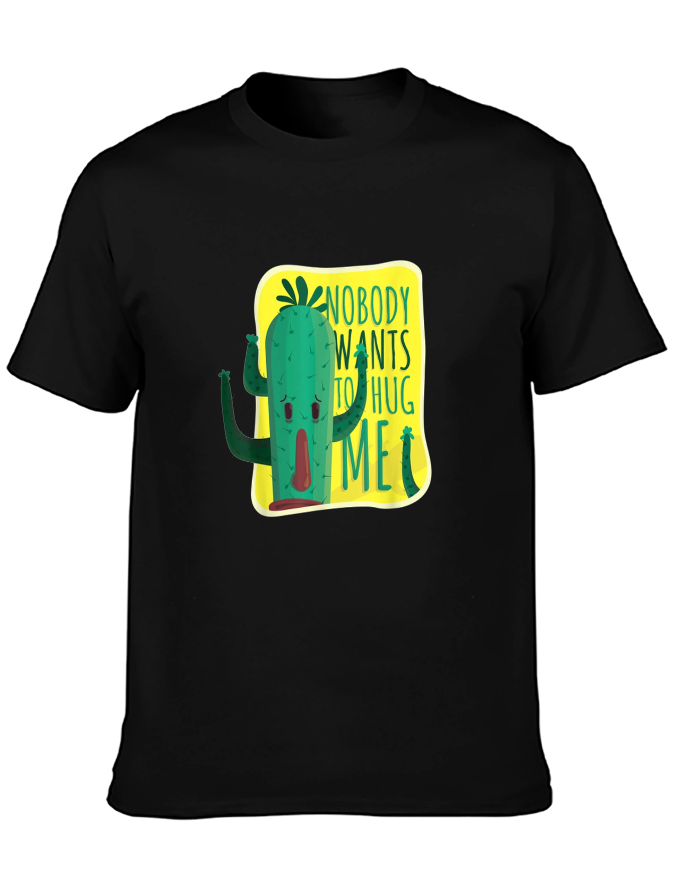 Black Nobody Wants To Hug Me Cactus Graphic Tee view 3