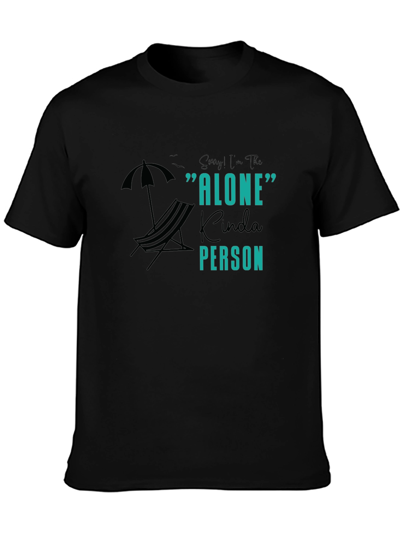 Black Alone Kinda Person Graphic Tee - Unisex Black T-Shirt view 3