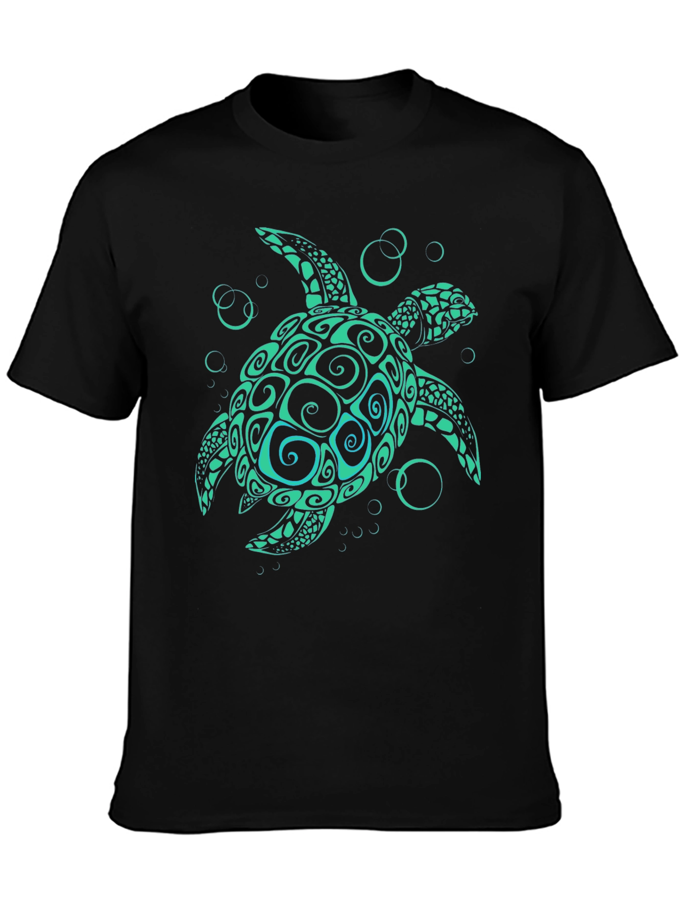Black Turtle Graphic Tee - Black Cotton T-Shirt view 3