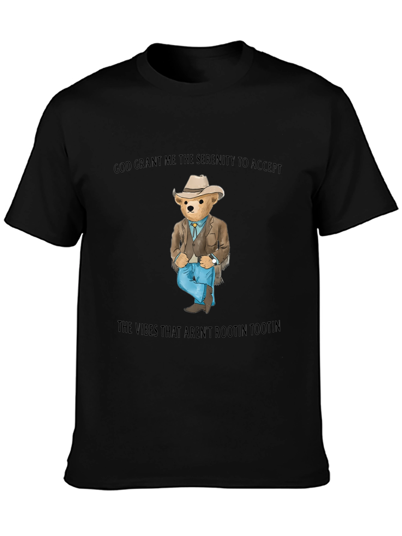Black Serenity Bear T-Shirt - Cowboy Western view 3