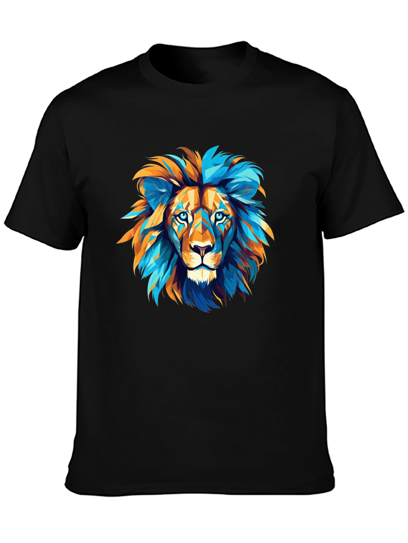 Black Geometric Lion Graphic Tee - Bold Style view 3