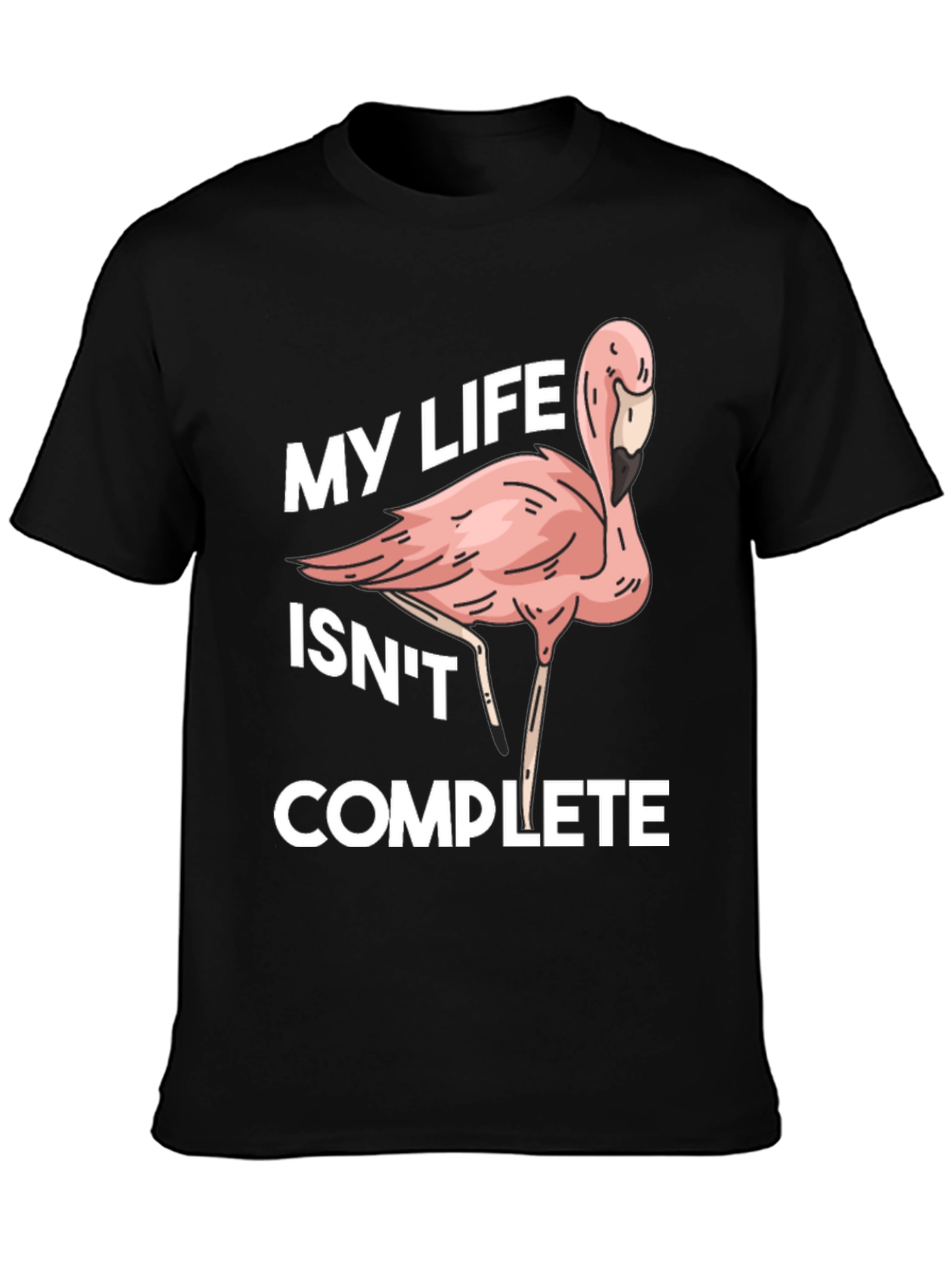 Black Flamingo Life Funny Graphic T-Shirt view 3