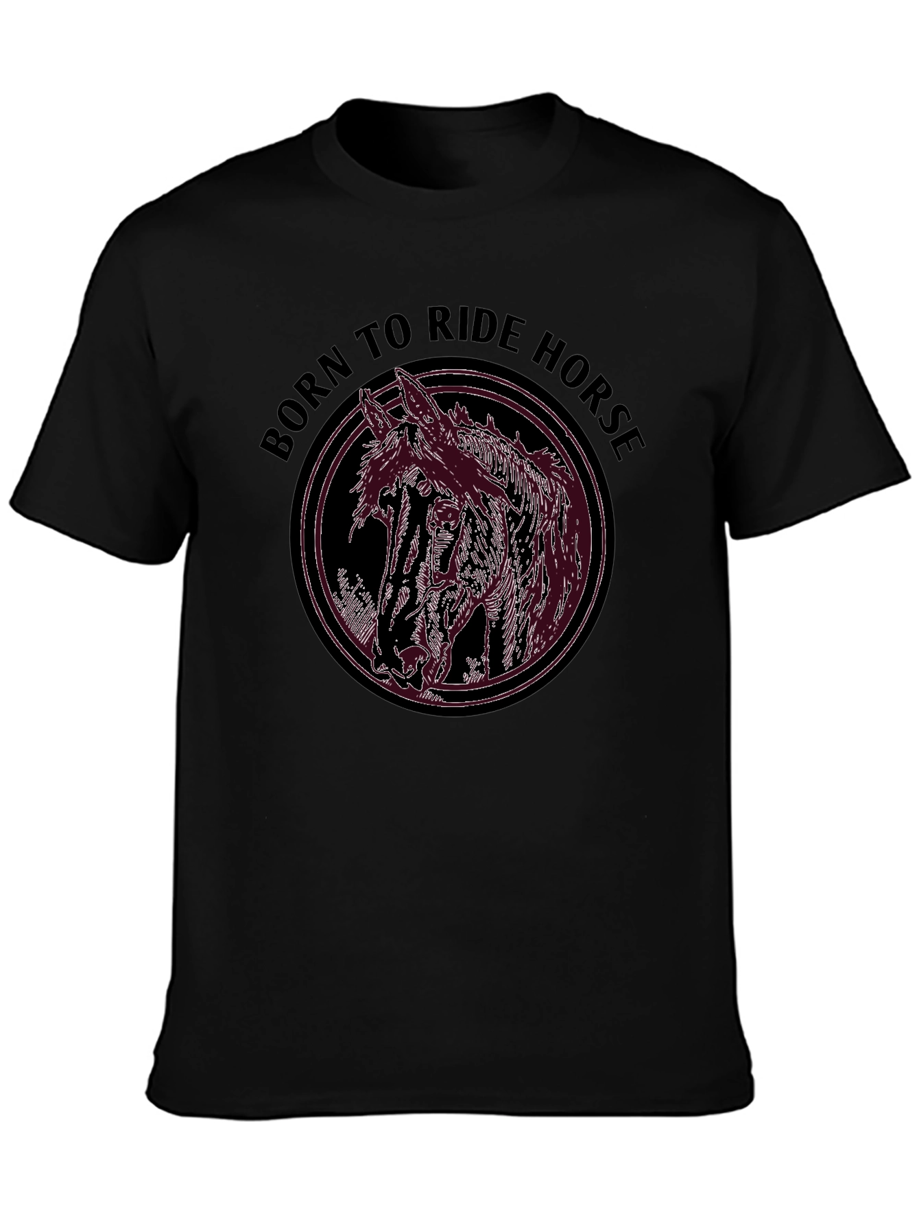 Black Born to Ride Horse Graphic Tee view 3